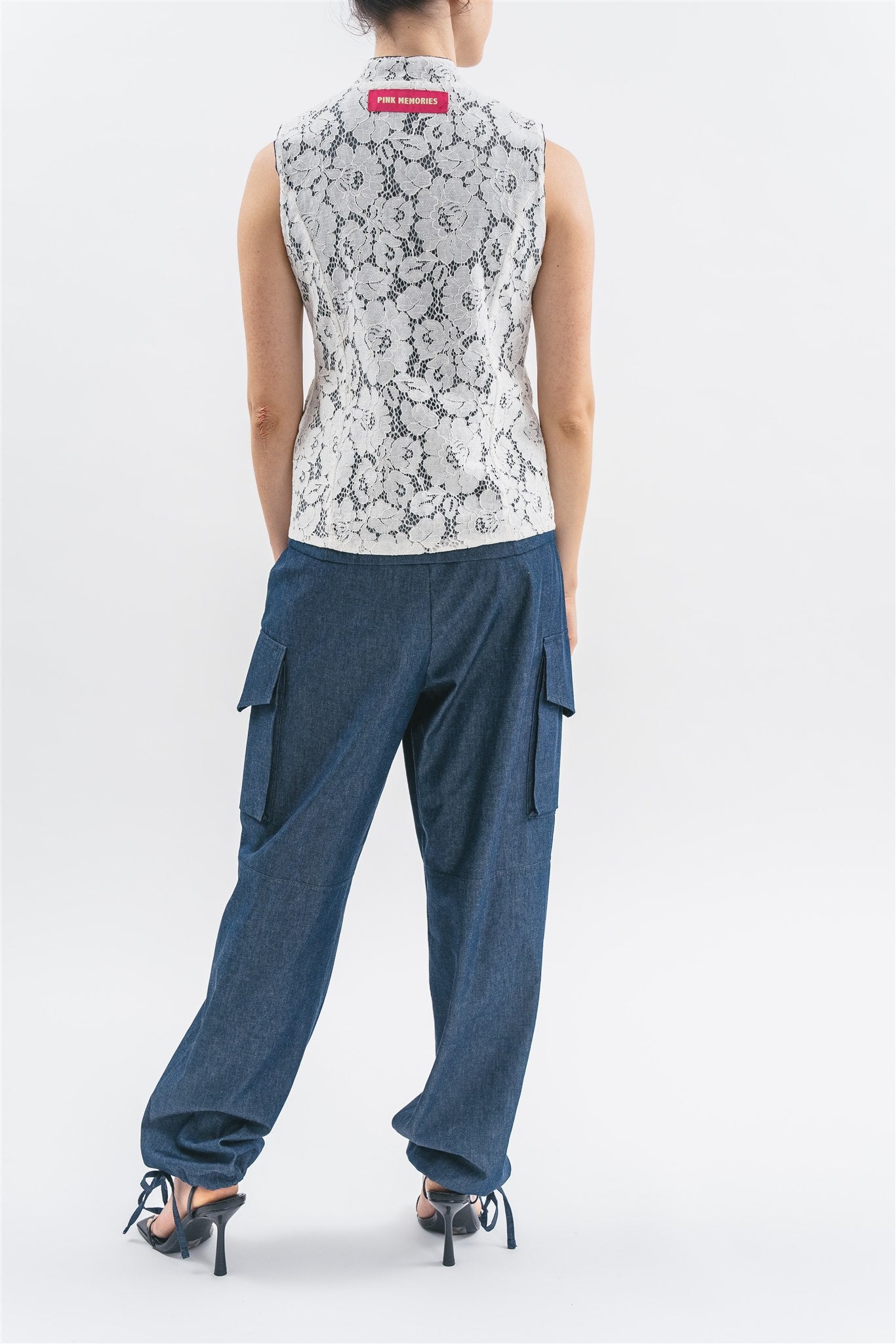 Gilet in denim reversibile posteriore