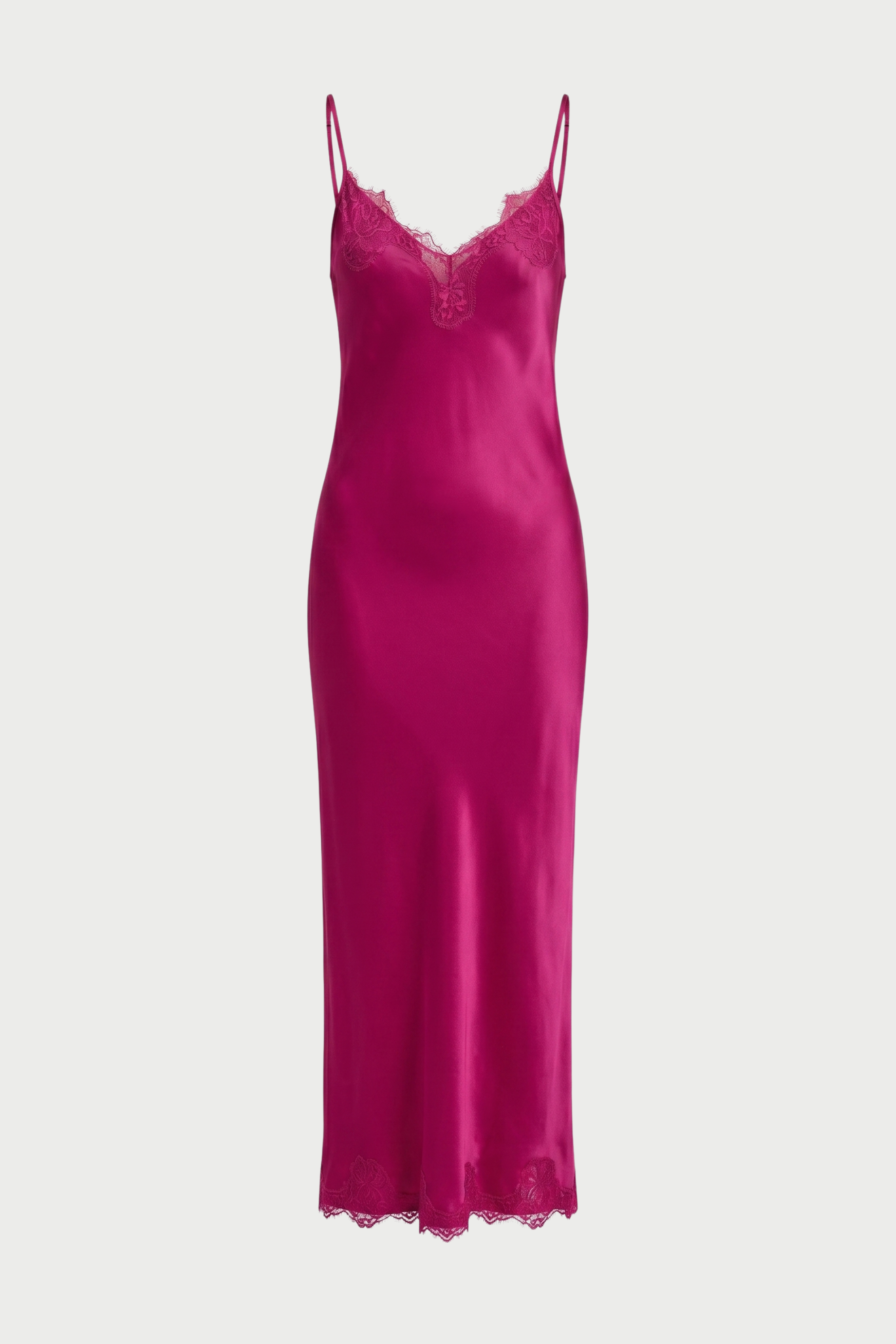Long slip dress with lace