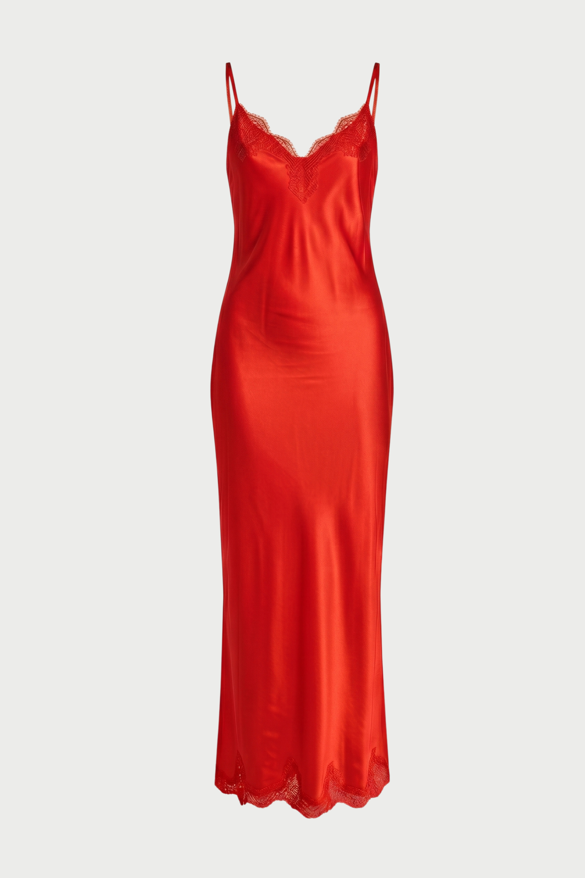 Long slip dress with lace