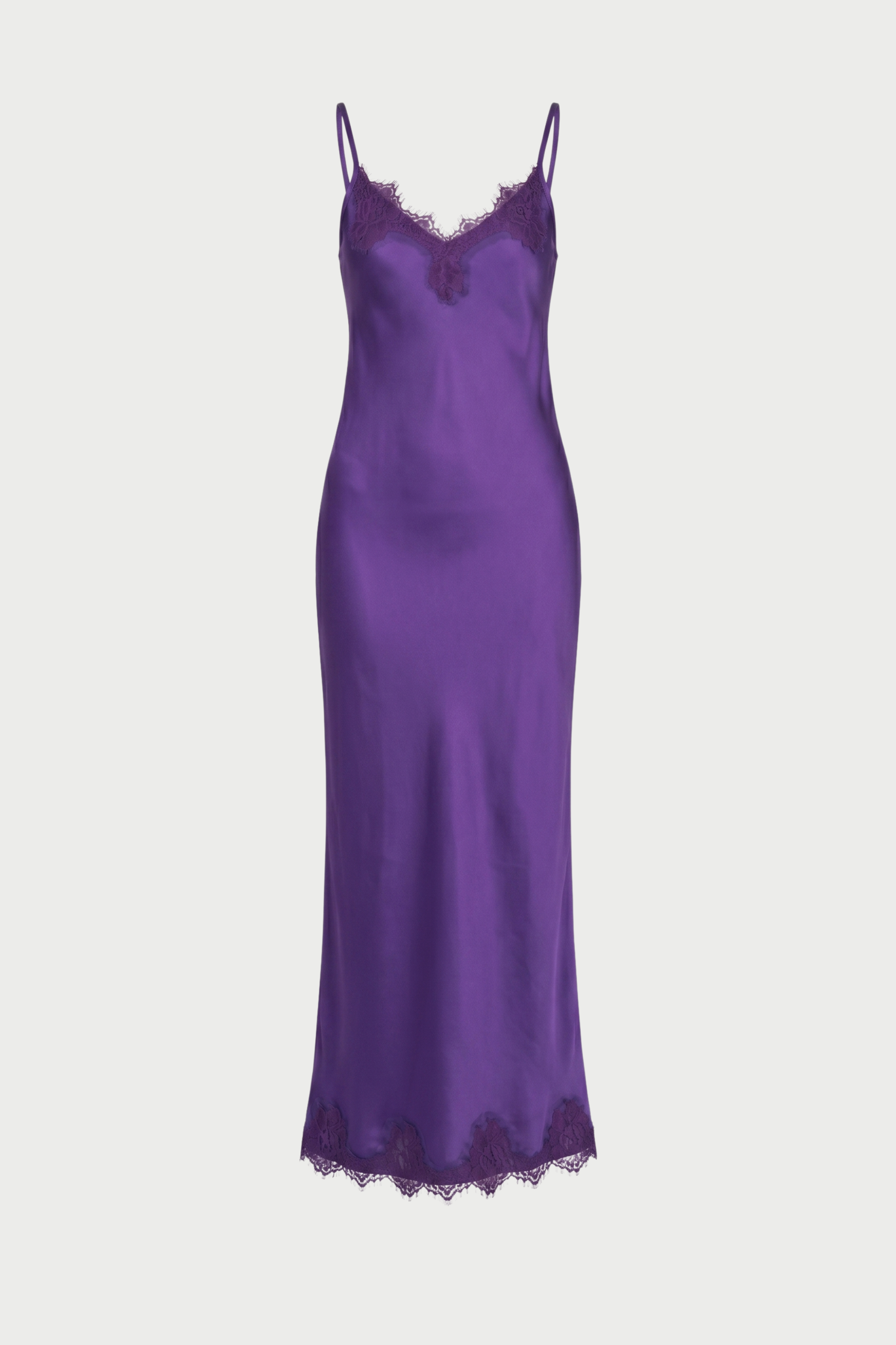 Long slip dress with lace