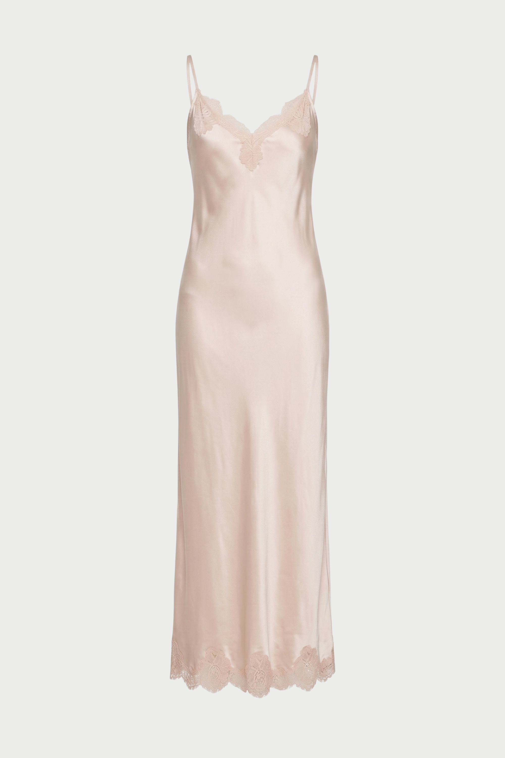 Long slip dress with lace