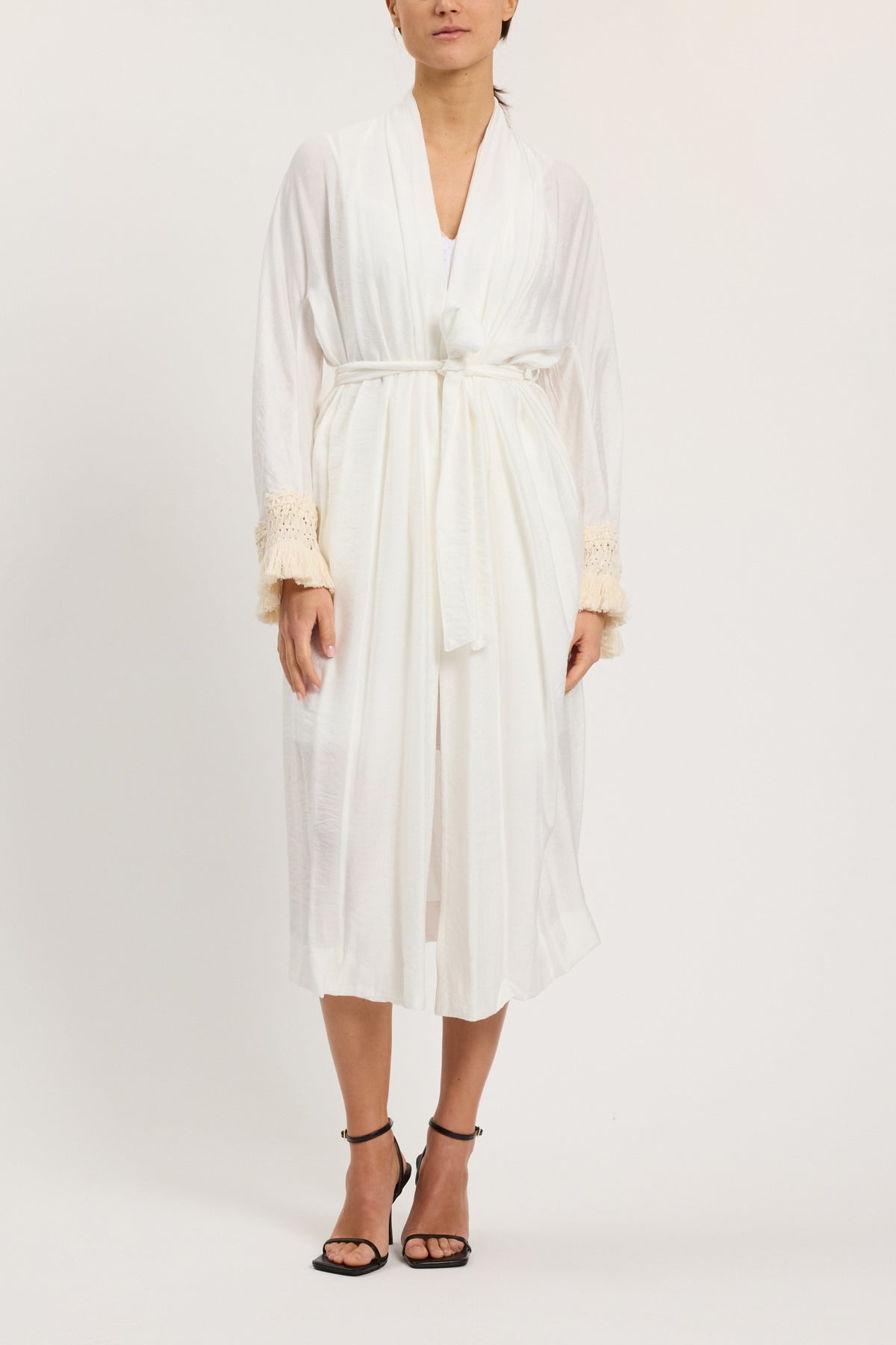 KIMONO DRESSING GOWN WITH FRINGES