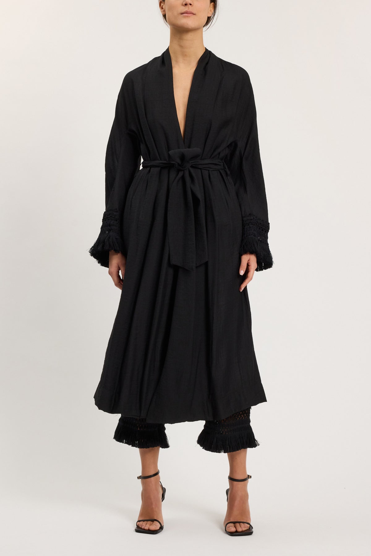 KIMONO DRESSING GOWN WITH FRINGES