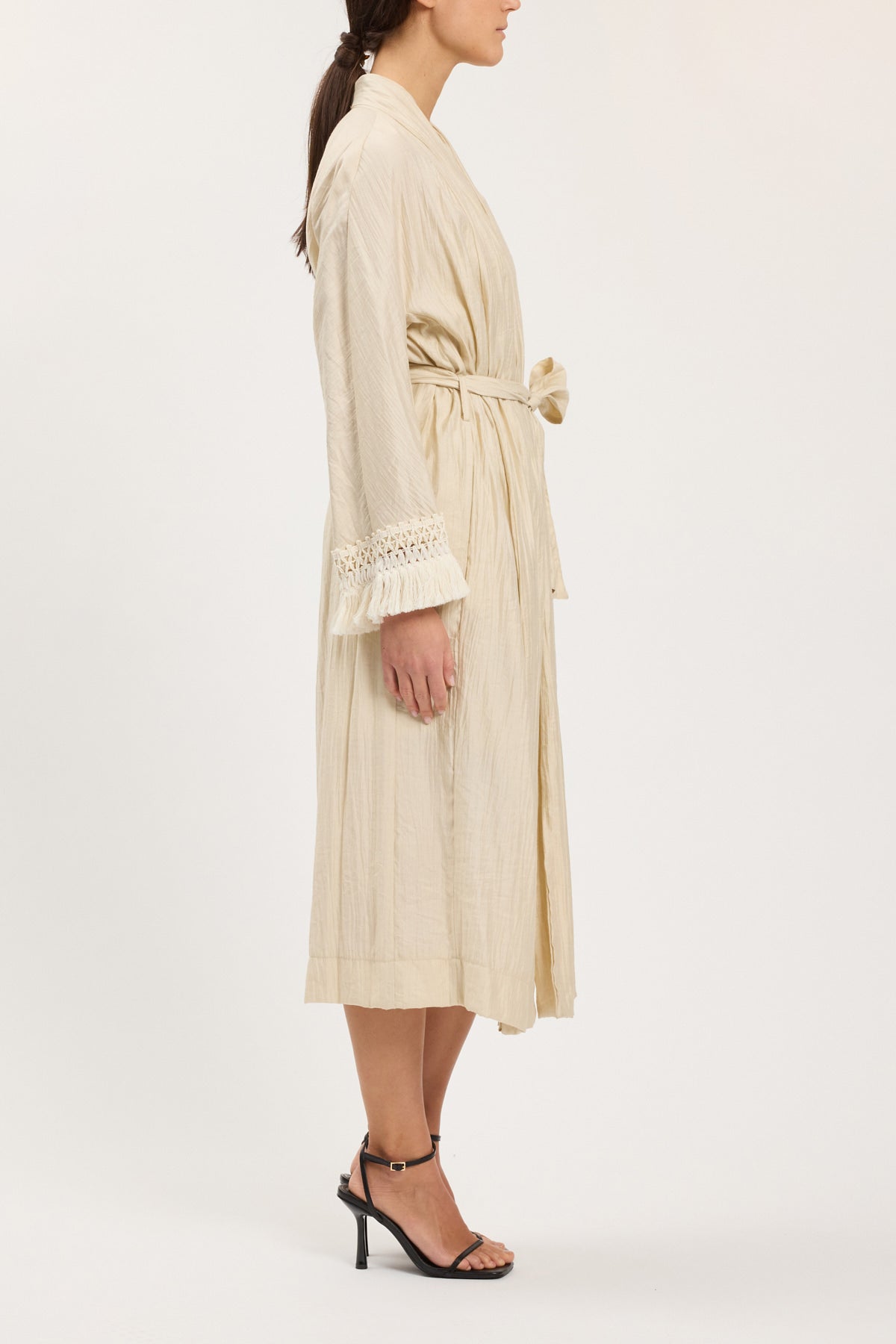 KIMONO DRESSING GOWN WITH FRINGES