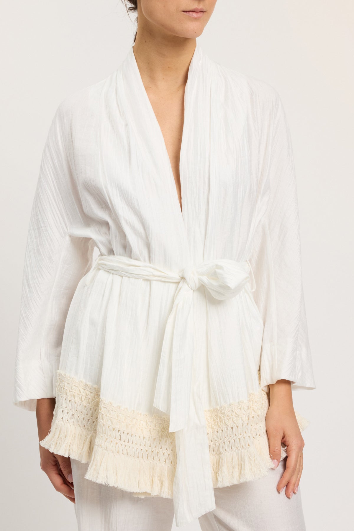 GIACCA KIMONO CON FRANGE