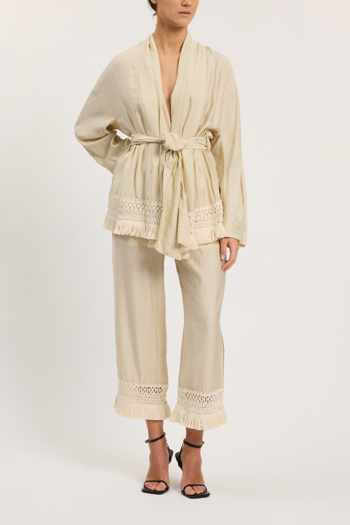 GIACCA KIMONO CON FRANGE