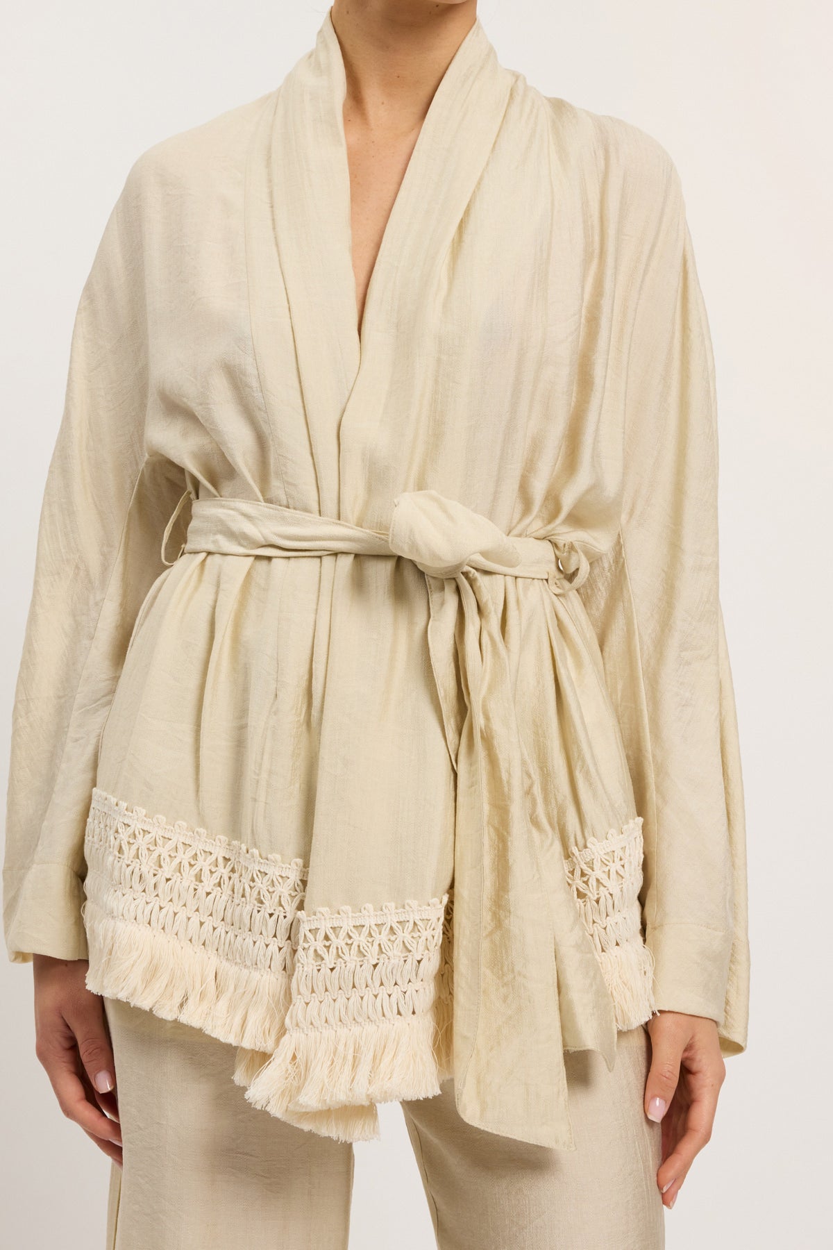 GIACCA KIMONO CON FRANGE