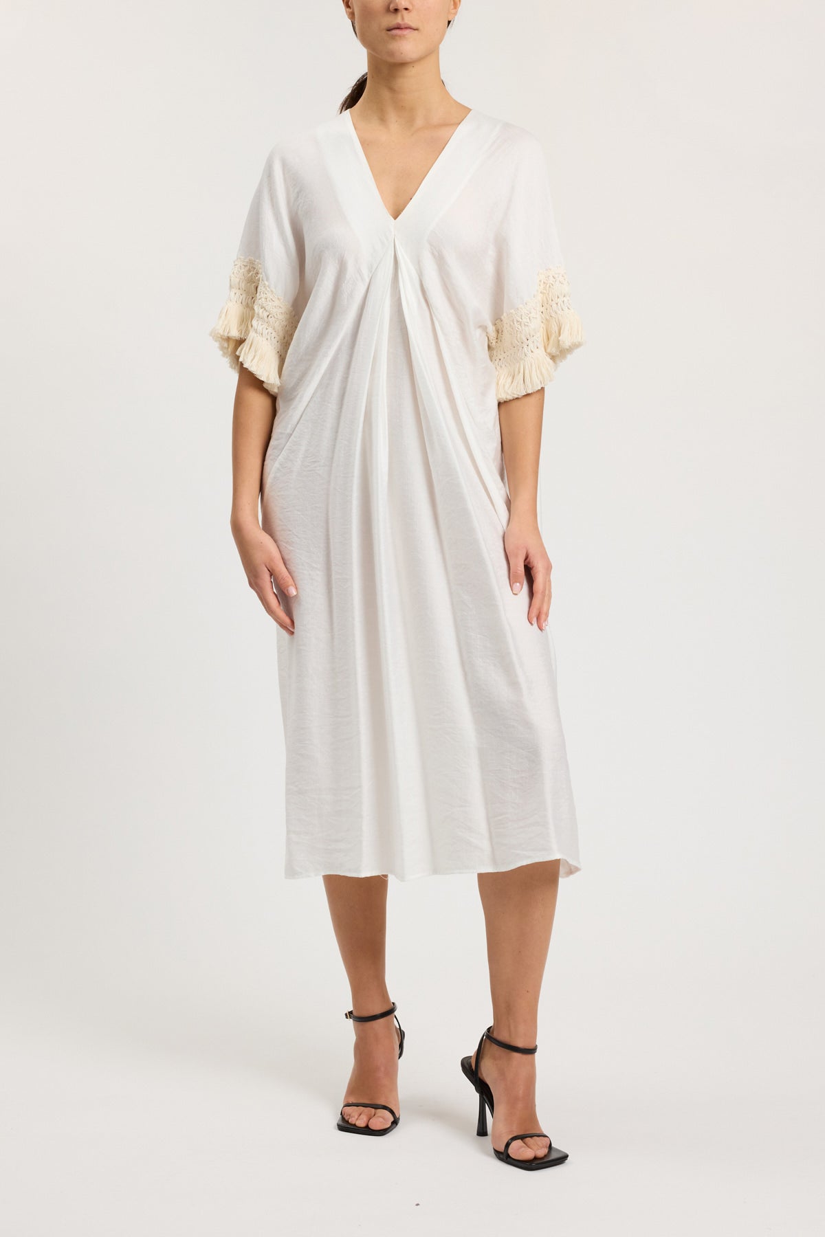 FRINGED KIMONO DRESS