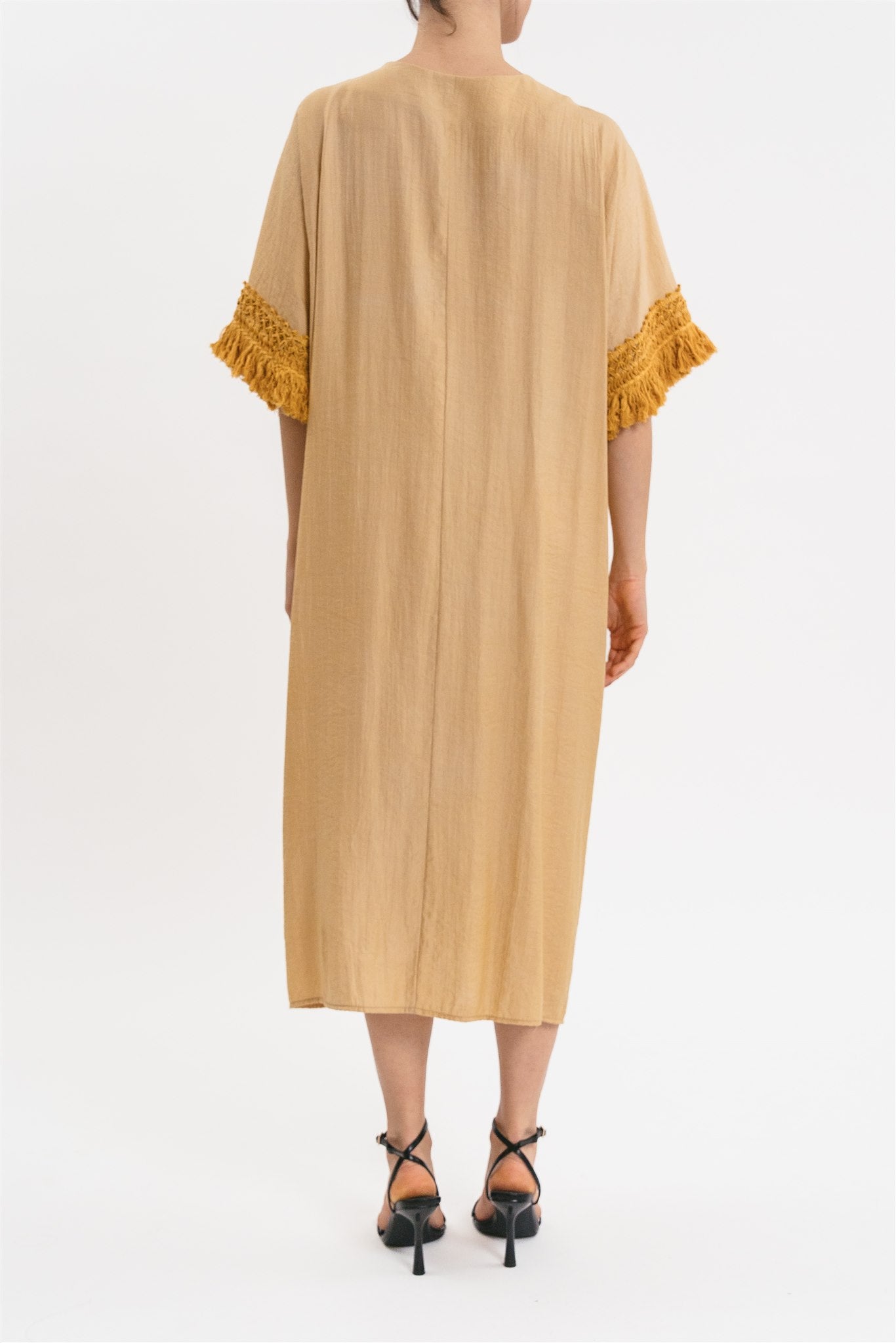 FRINGED KIMONO DRESS