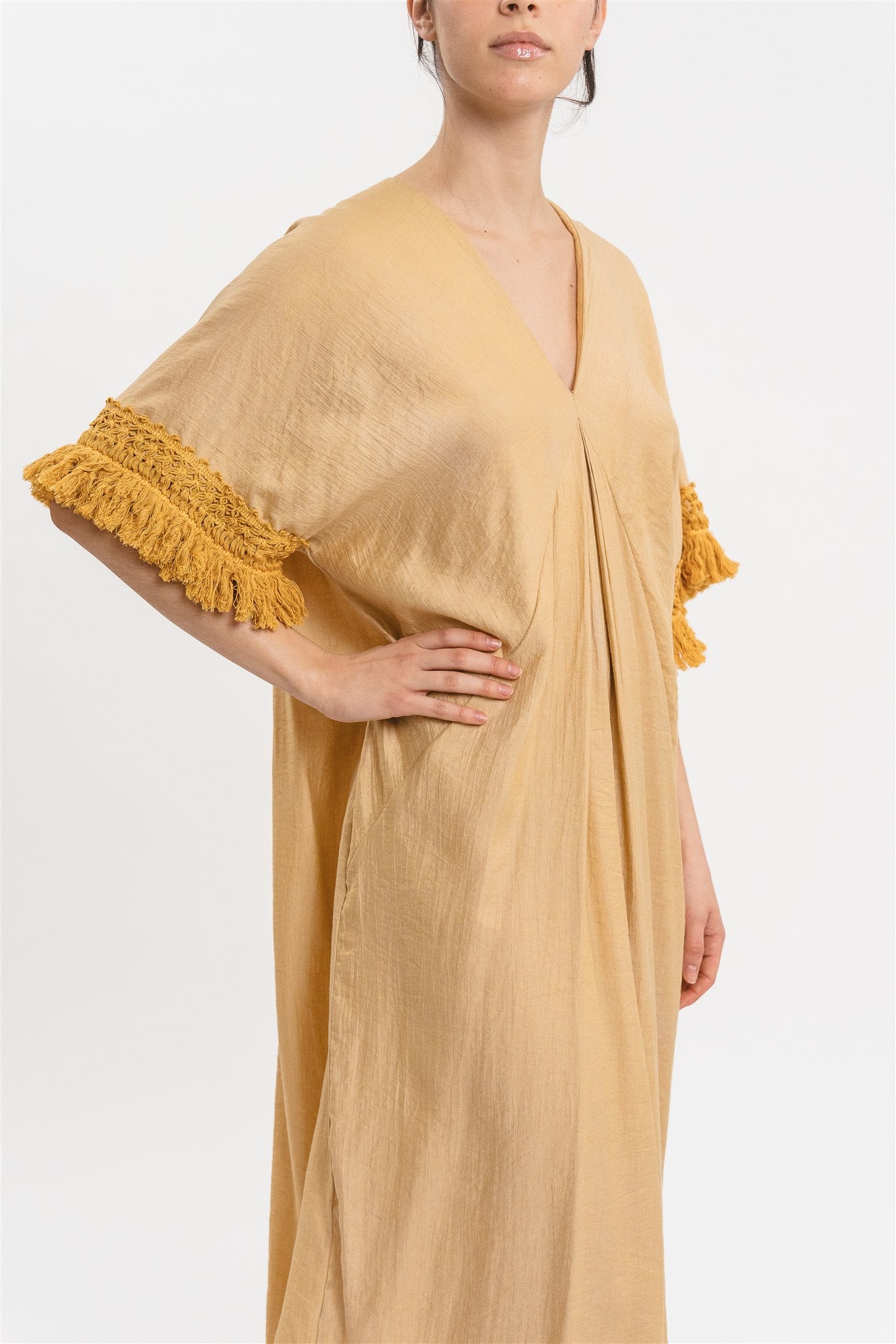 FRINGED KIMONO DRESS