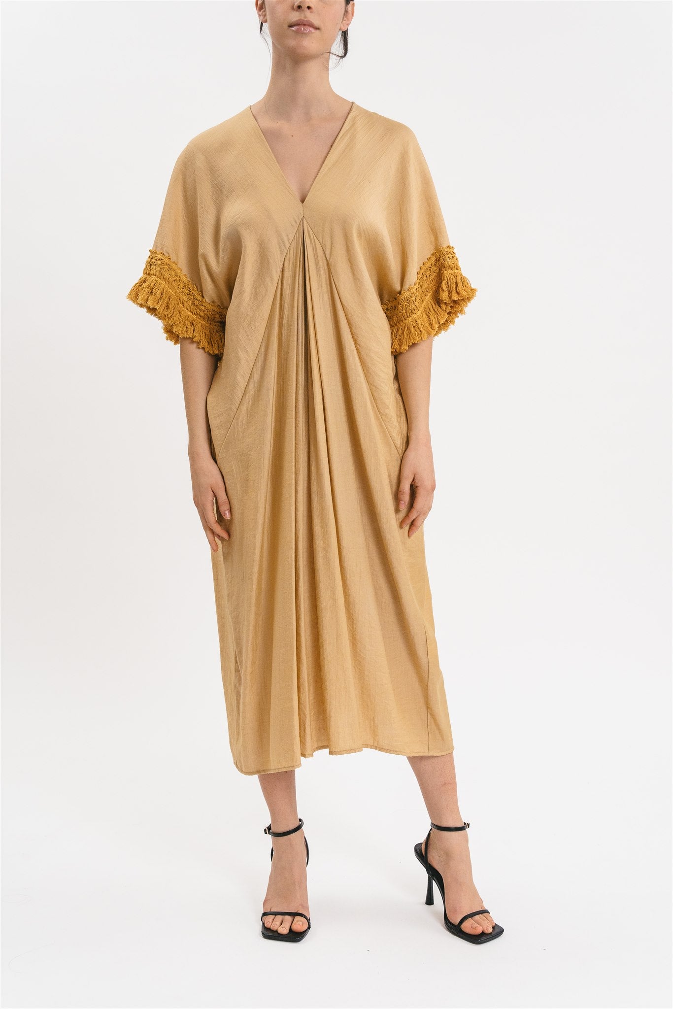 FRINGED KIMONO DRESS