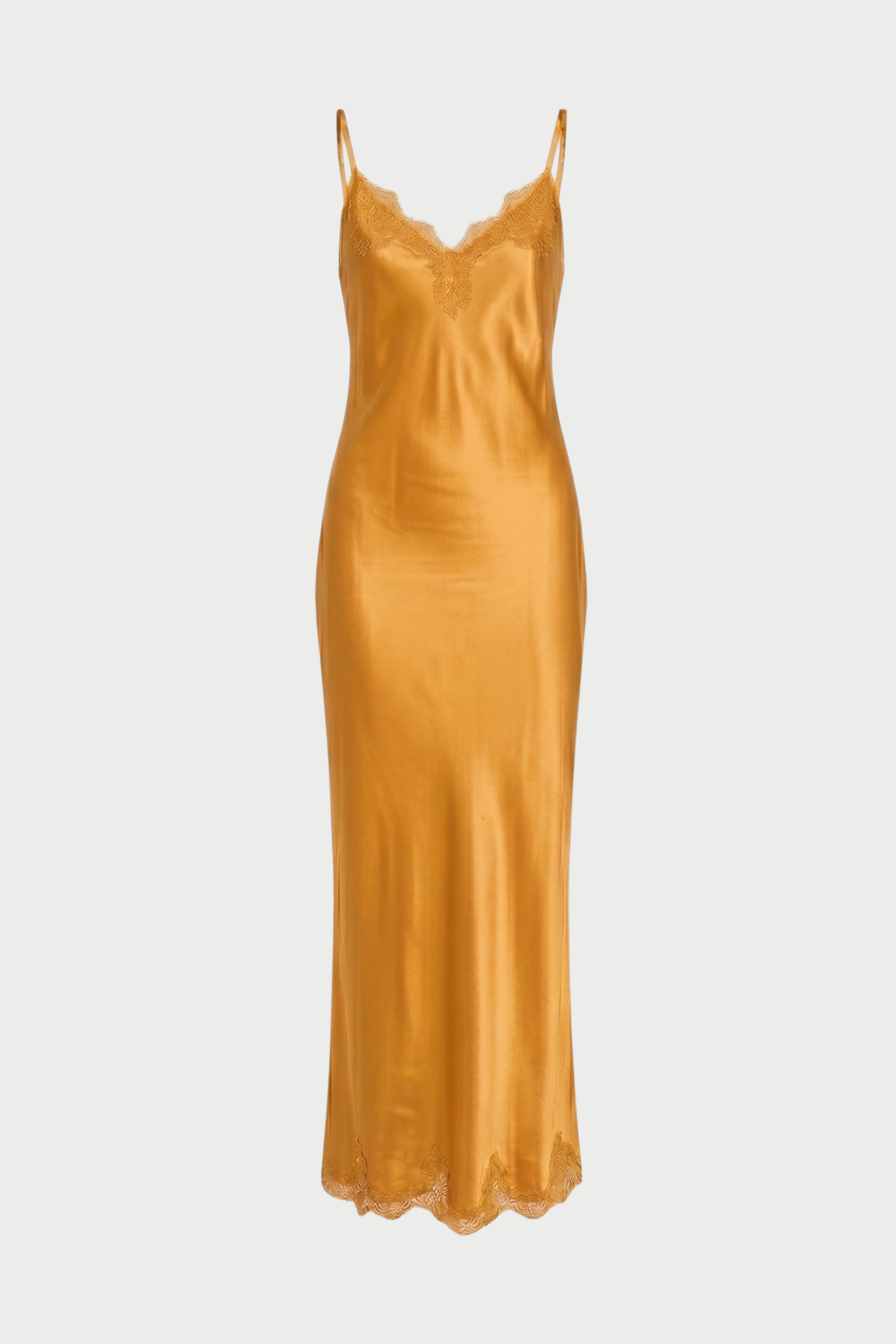 Long slip dress with lace