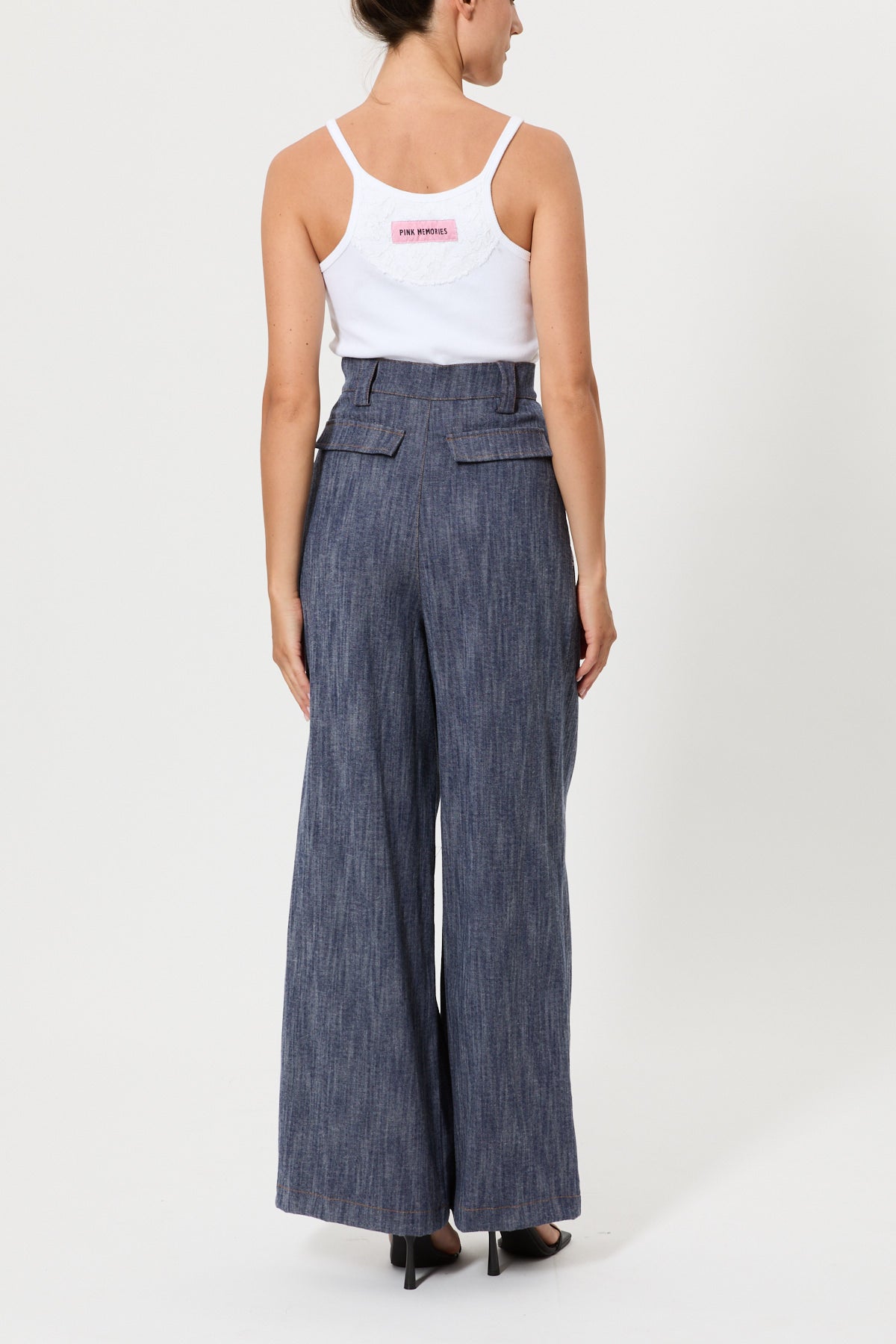 PANTALONE IN DENIM CON PIZZO