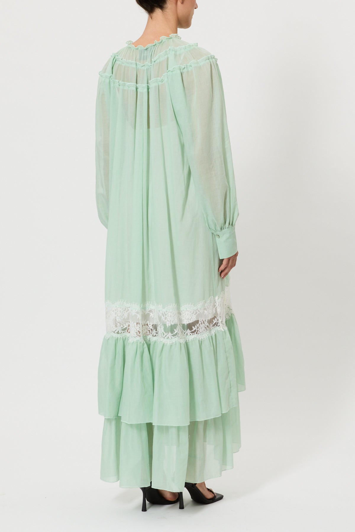 LONG MUSLIN DRESS WITH LACE