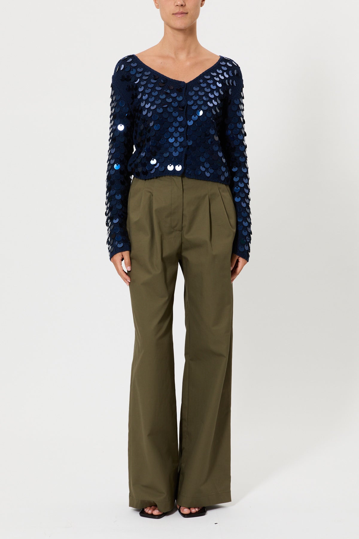 CROP CARDIGAN WITH SEQUINS