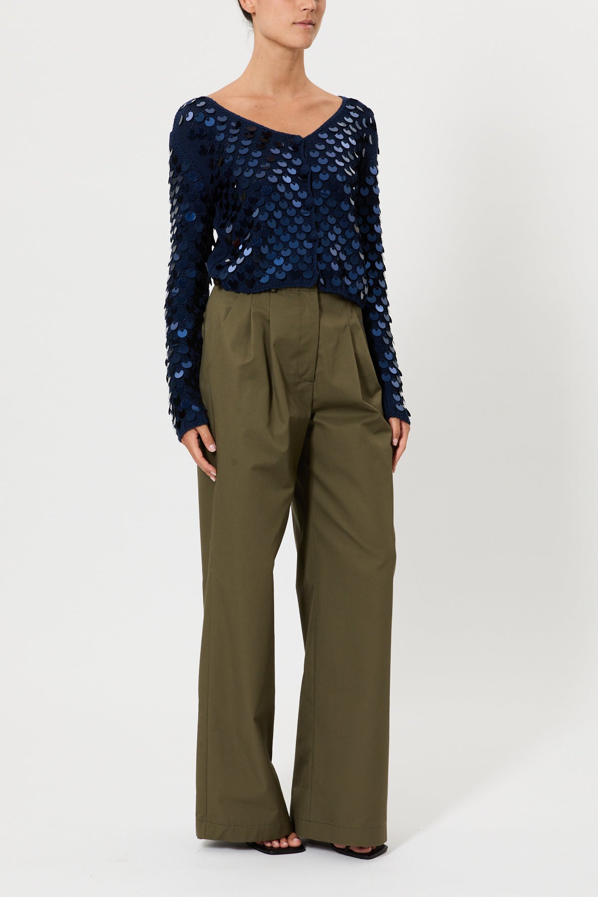 CROP CARDIGAN WITH SEQUINS