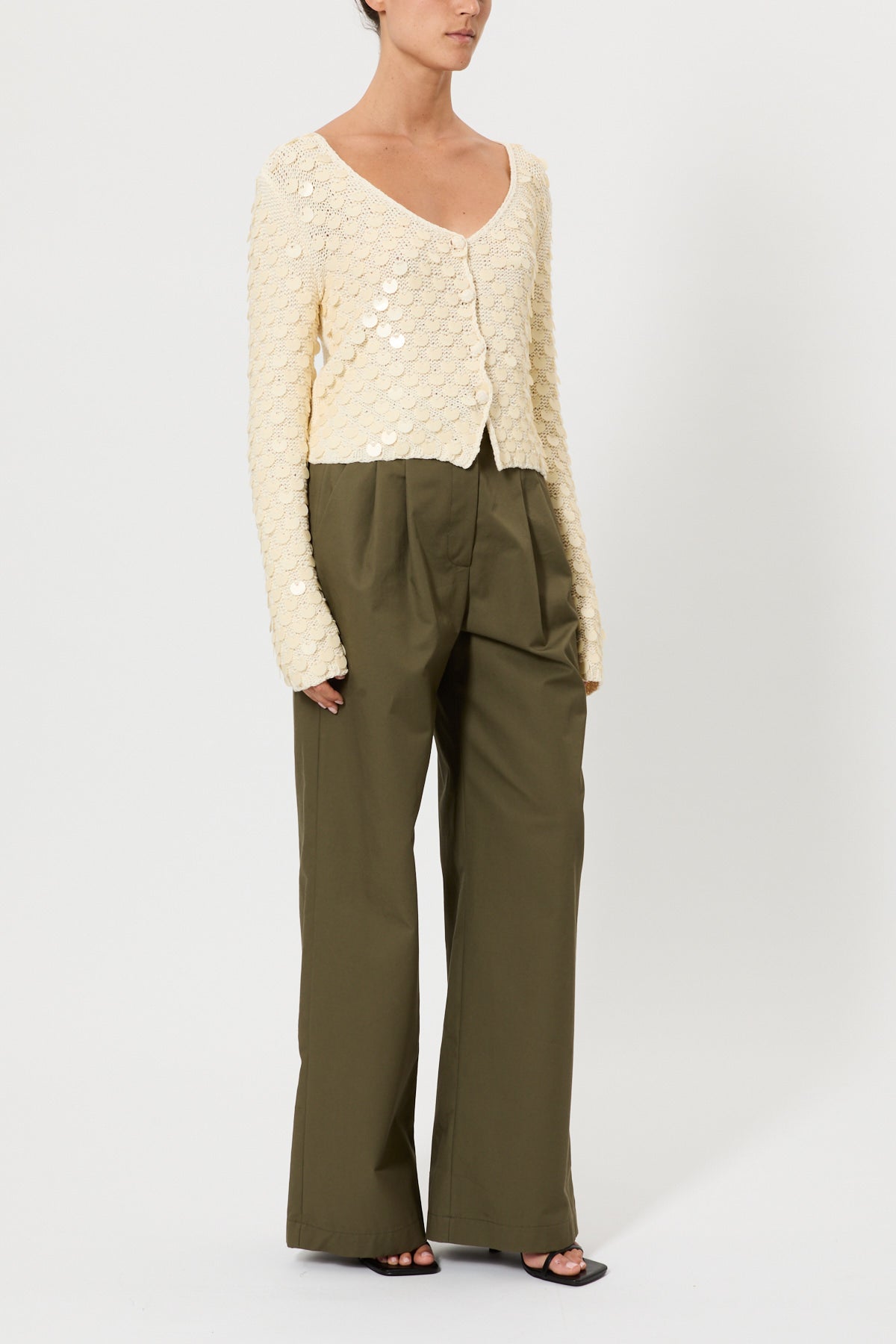 CROP CARDIGAN WITH SEQUINS