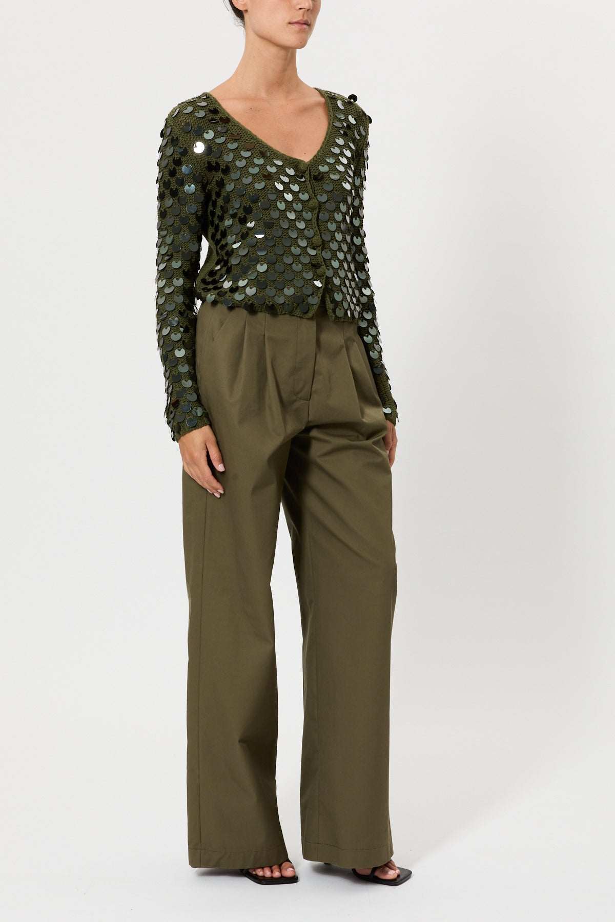 CROP CARDIGAN WITH SEQUINS