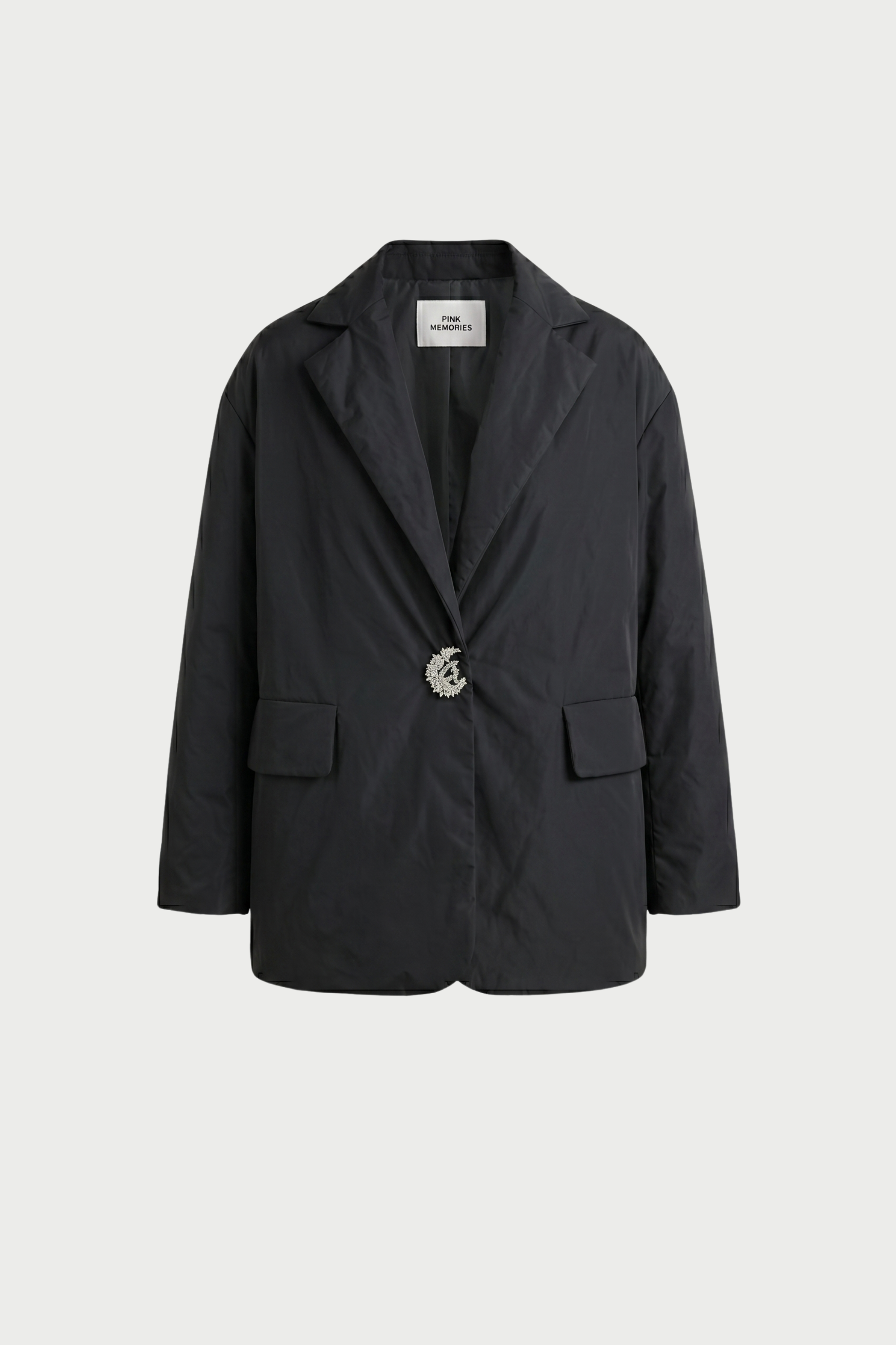 100 gram oversize jacket with jewelled button
