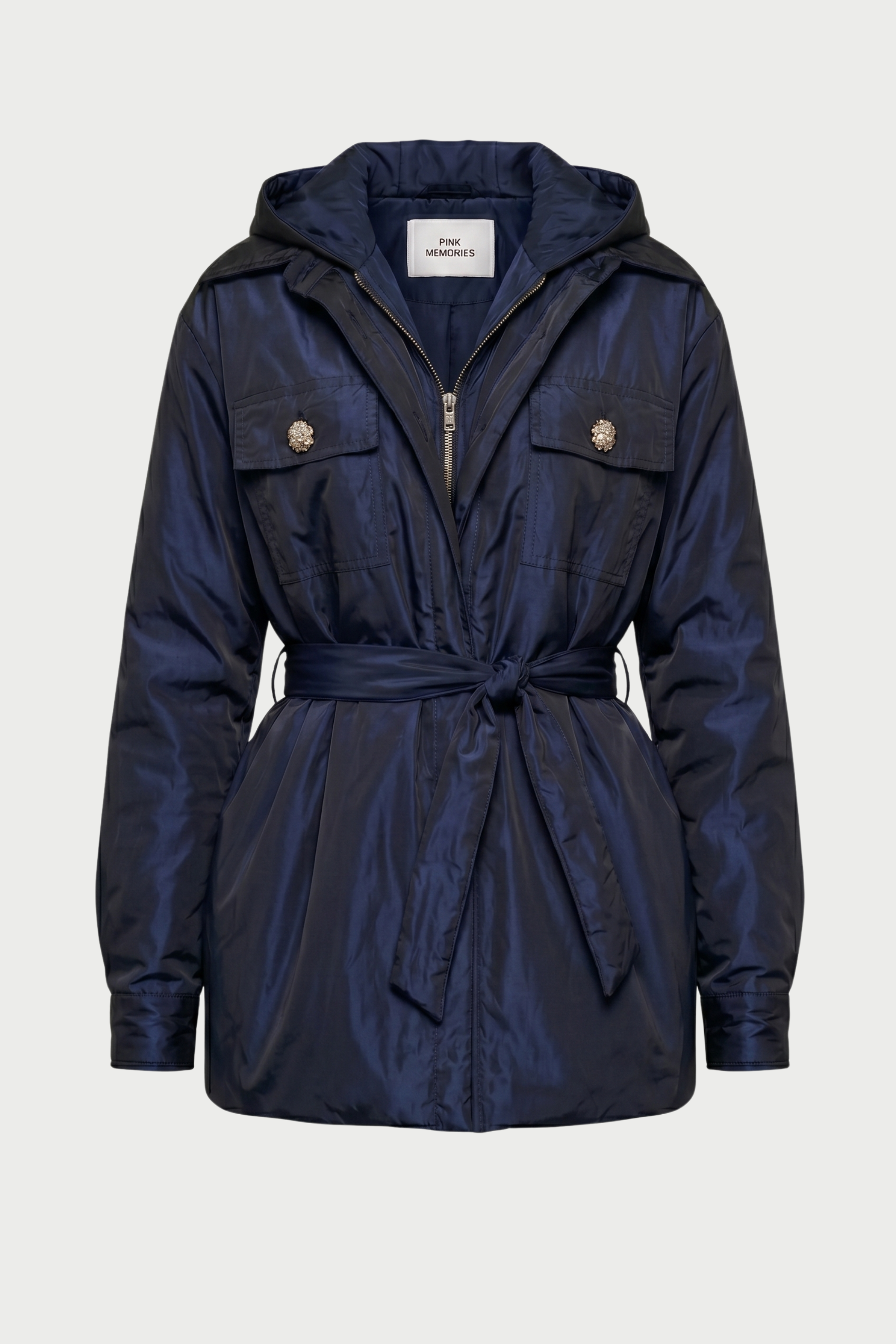 100 GRAM DOUBLE OVERSIZED JACKET WITH HOOD AND BELT