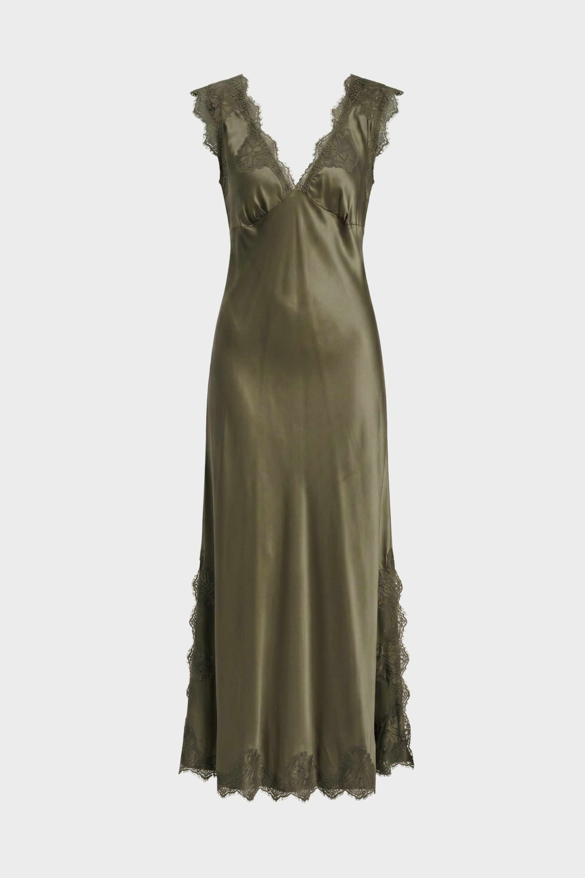 ANDREA WIDE SHOULDER SLIP DRESS IN VISCOSE WITH LACE