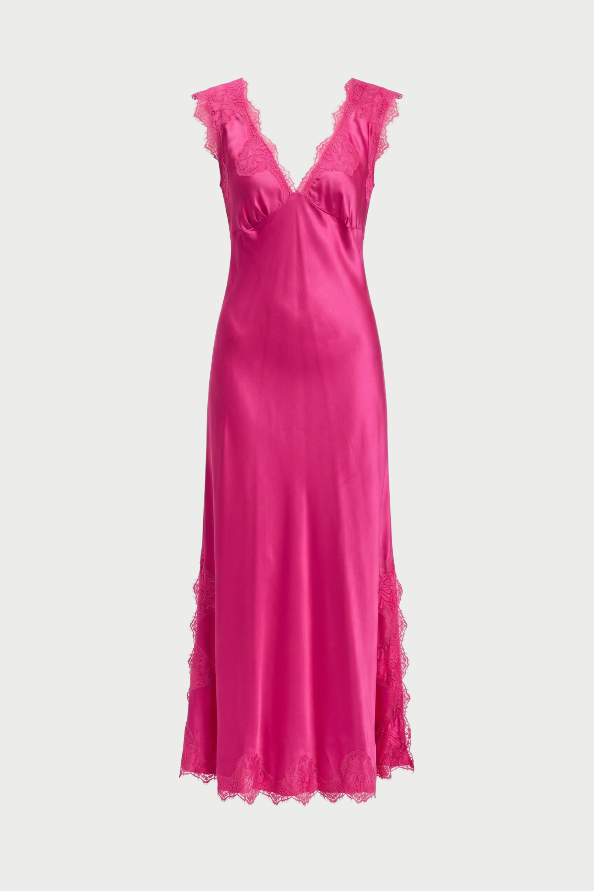 ANDREA WIDE SHOULDER SLIP DRESS IN VISCOSE WITH LACE
