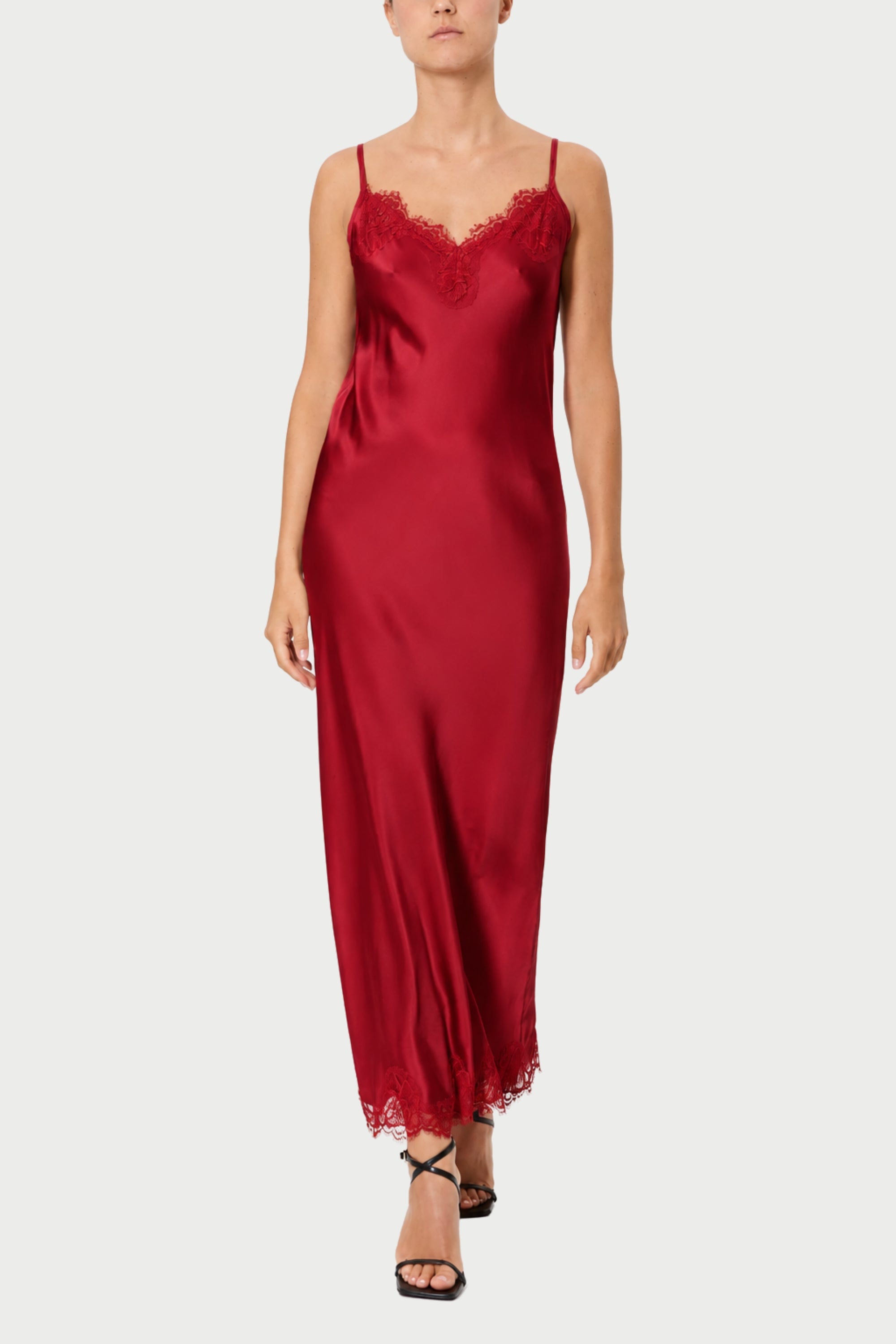 SLIP DRESS CLAUDIA IN VISCOSA CON PIZZO