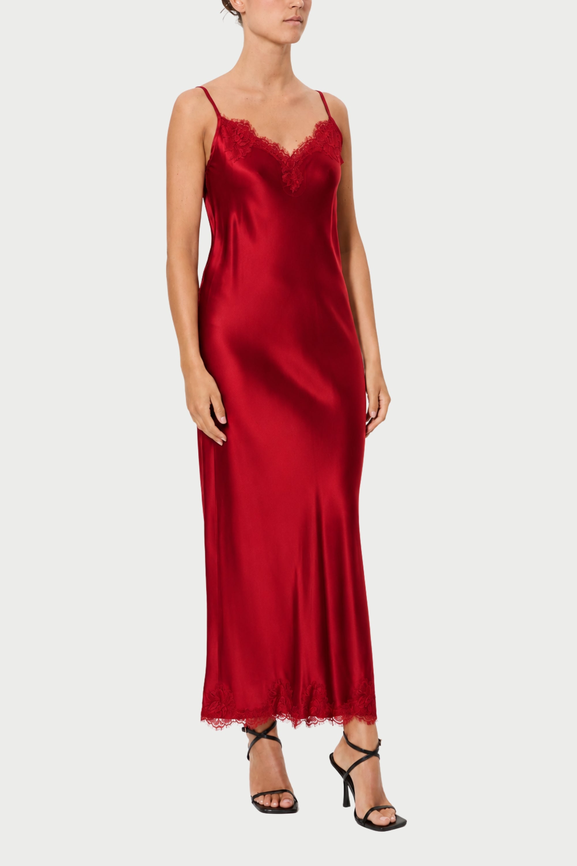 SLIP DRESS CLAUDIA IN VISCOSA CON PIZZO