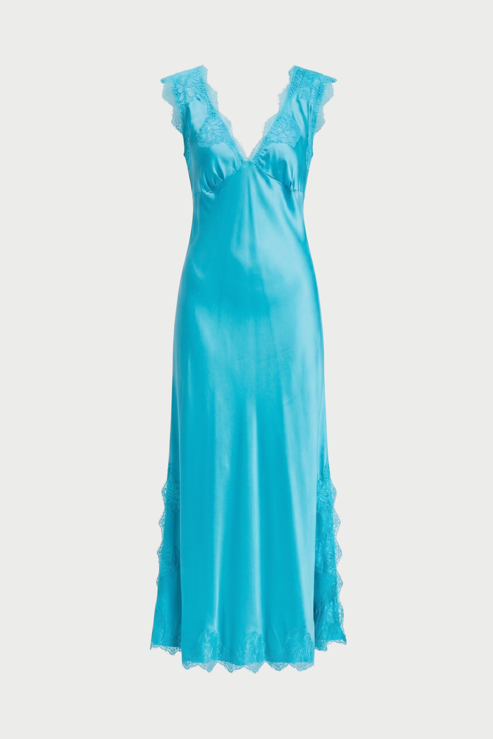 ANDREA WIDE SHOULDER SLIP DRESS IN VISCOSE WITH LACE