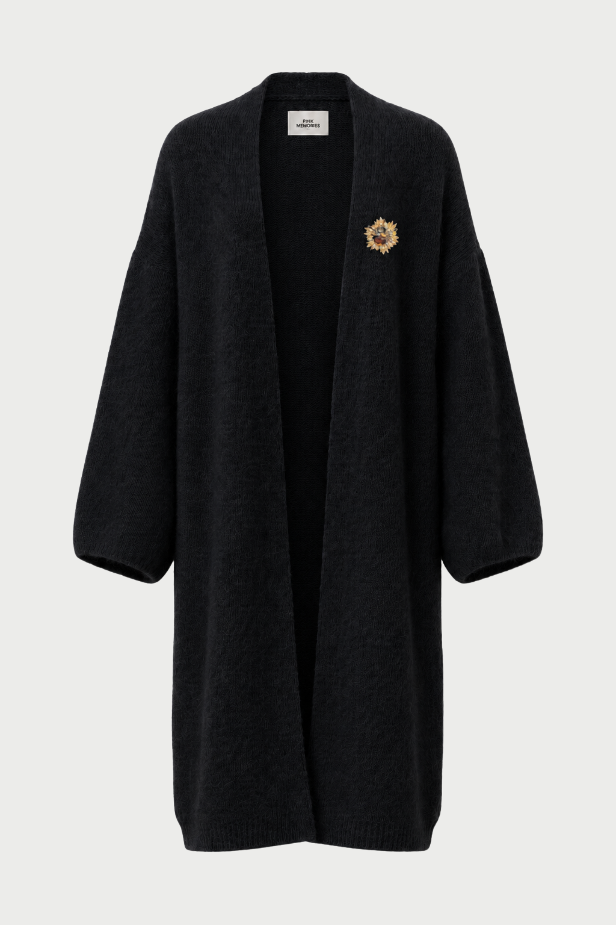 CARDIGAN GARZATO LUNGO CON SPILLA GIOIELLO