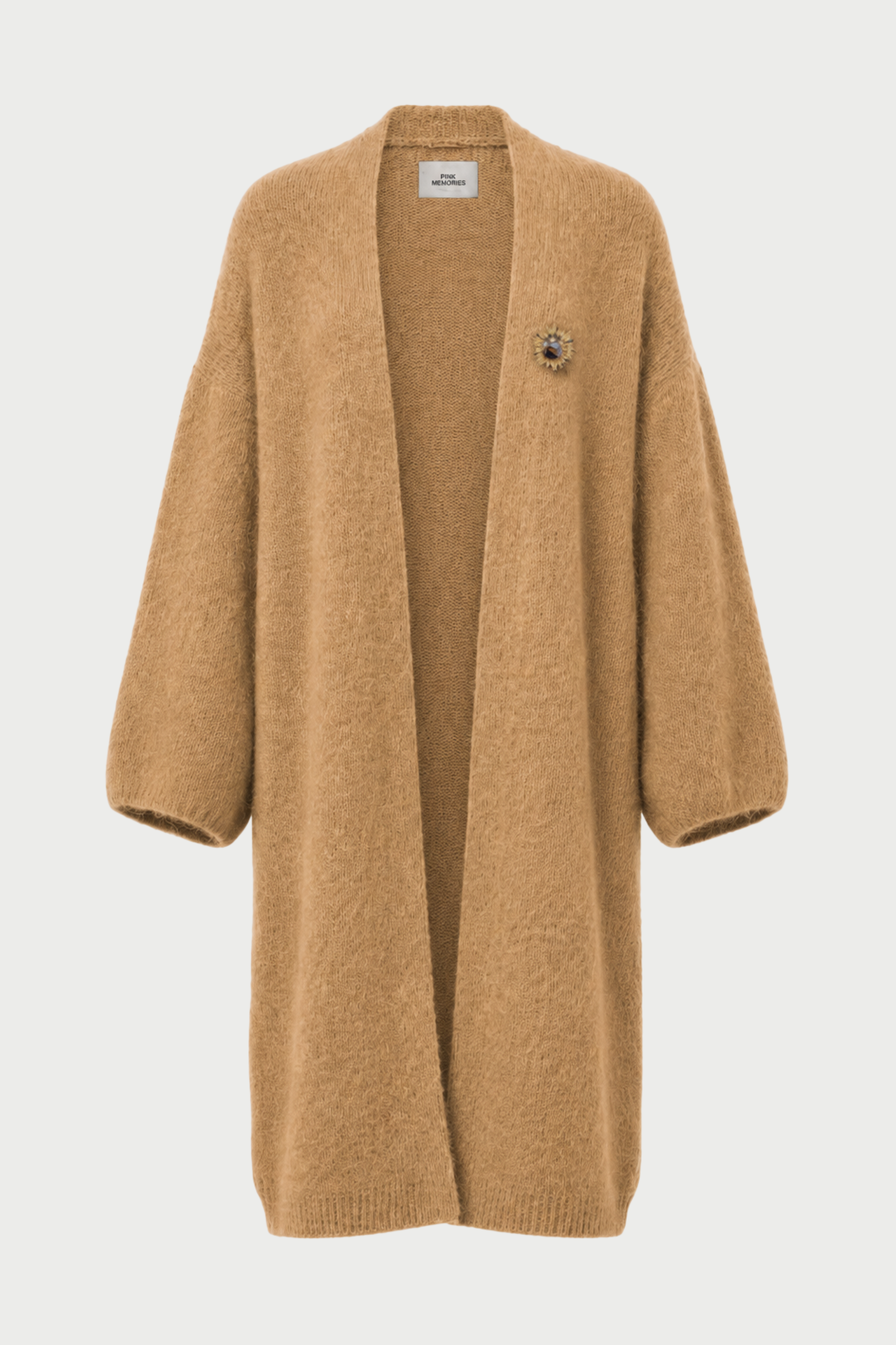CARDIGAN GARZATO LUNGO CON SPILLA GIOIELLO