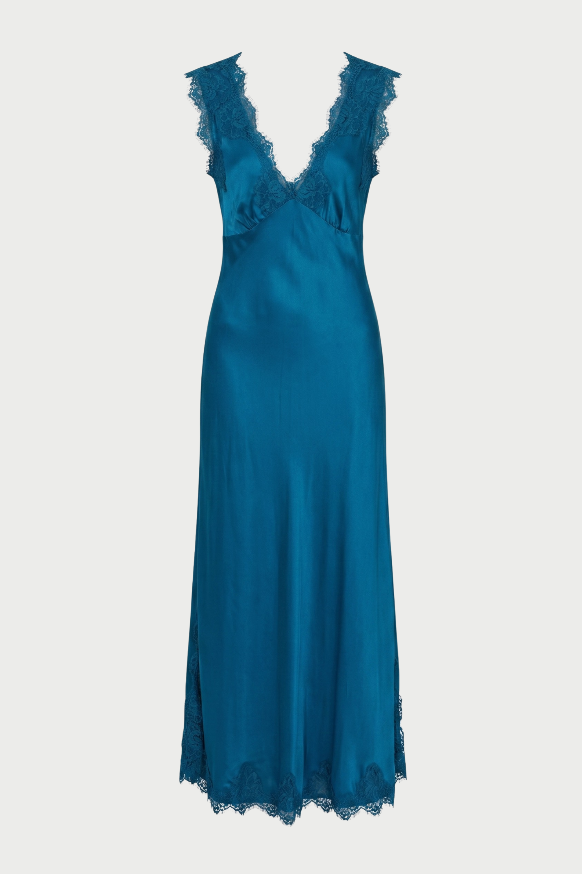 ANDREA WIDE SHOULDER SLIP DRESS IN VISCOSE WITH LACE