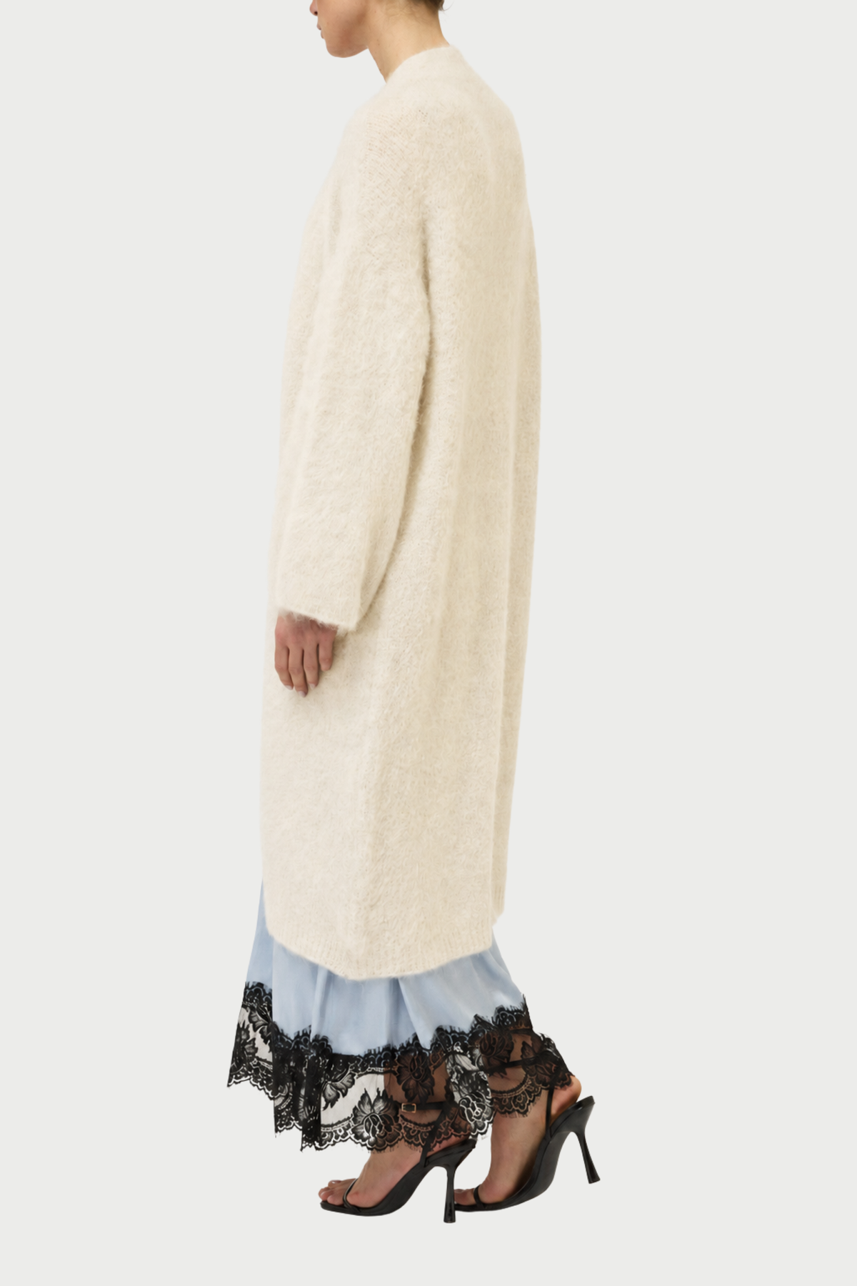 CARDIGAN GARZATO LUNGO CON SPILLA GIOIELLO