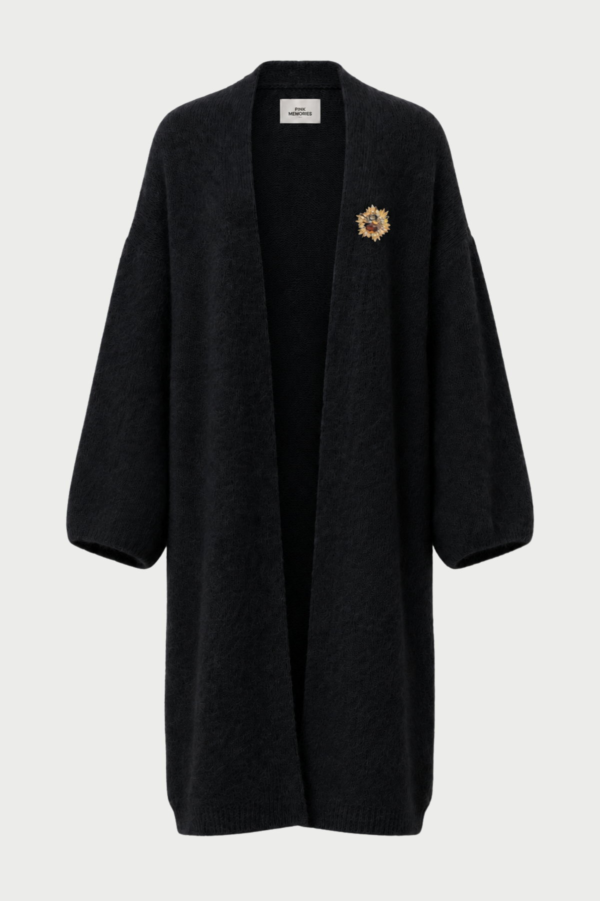 CARDIGAN GARZATO LUNGO CON SPILLA GIOIELLO