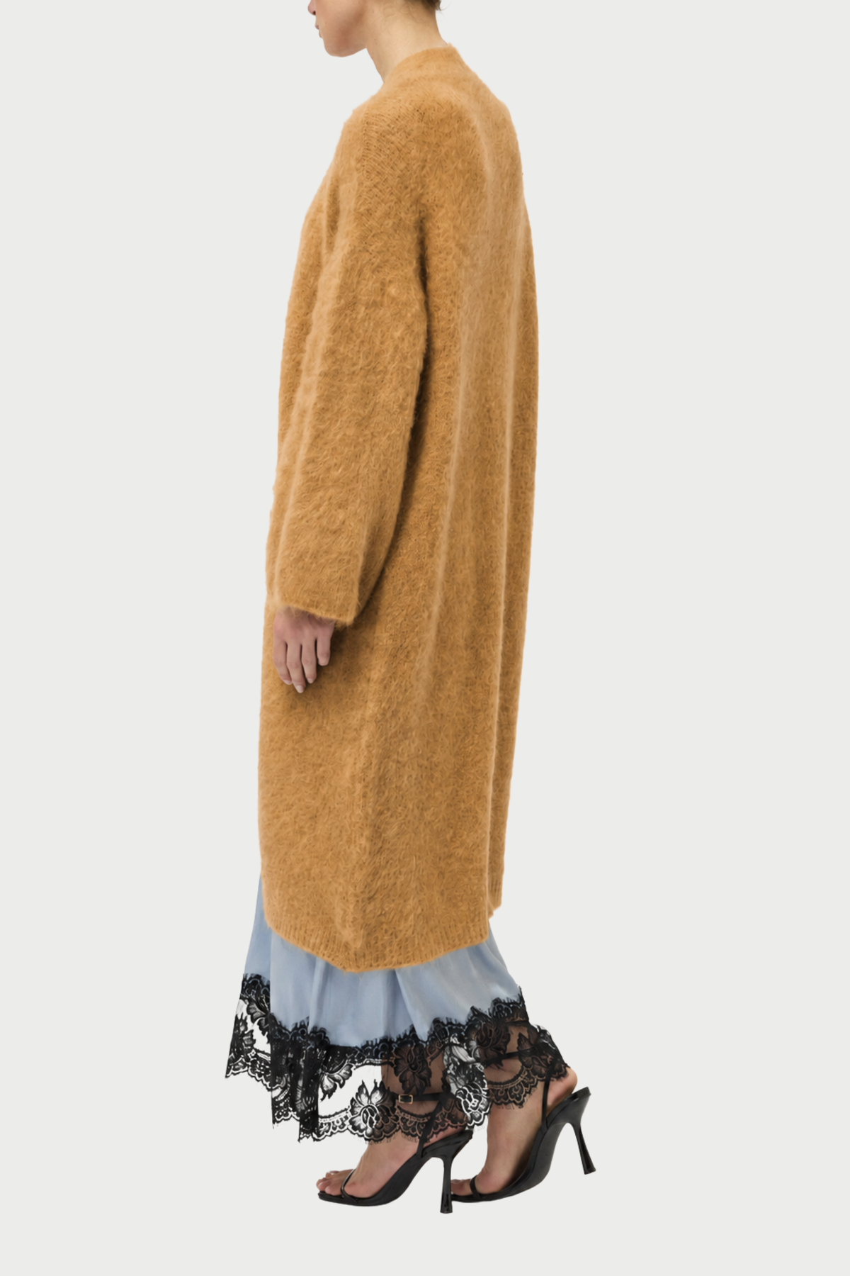 CARDIGAN GARZATO LUNGO CON SPILLA GIOIELLO