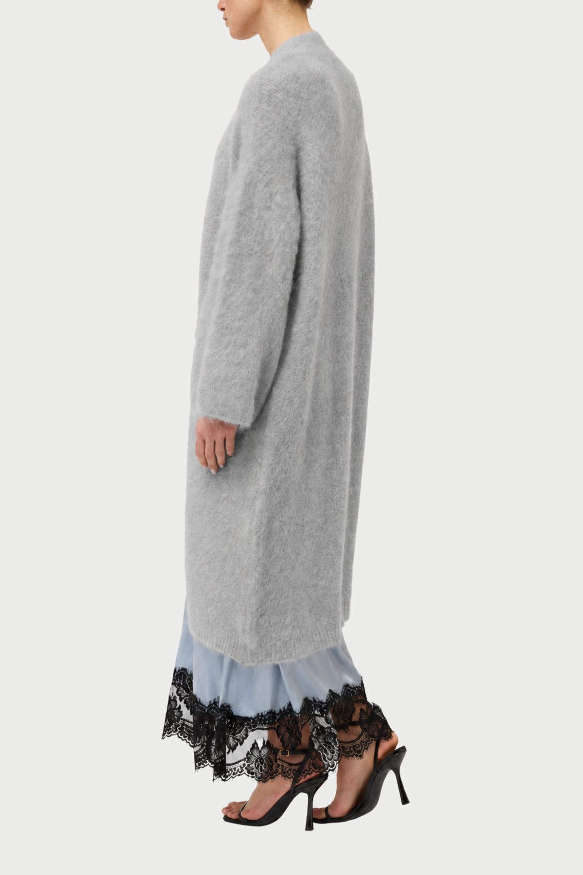 CARDIGAN GARZATO LUNGO CON SPILLA GIOIELLO