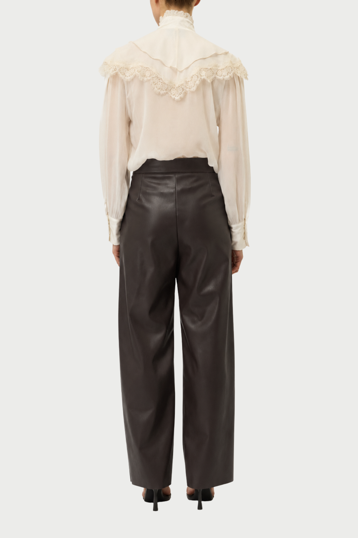 FAUX LEATHER TROUSERS WITH LACE
