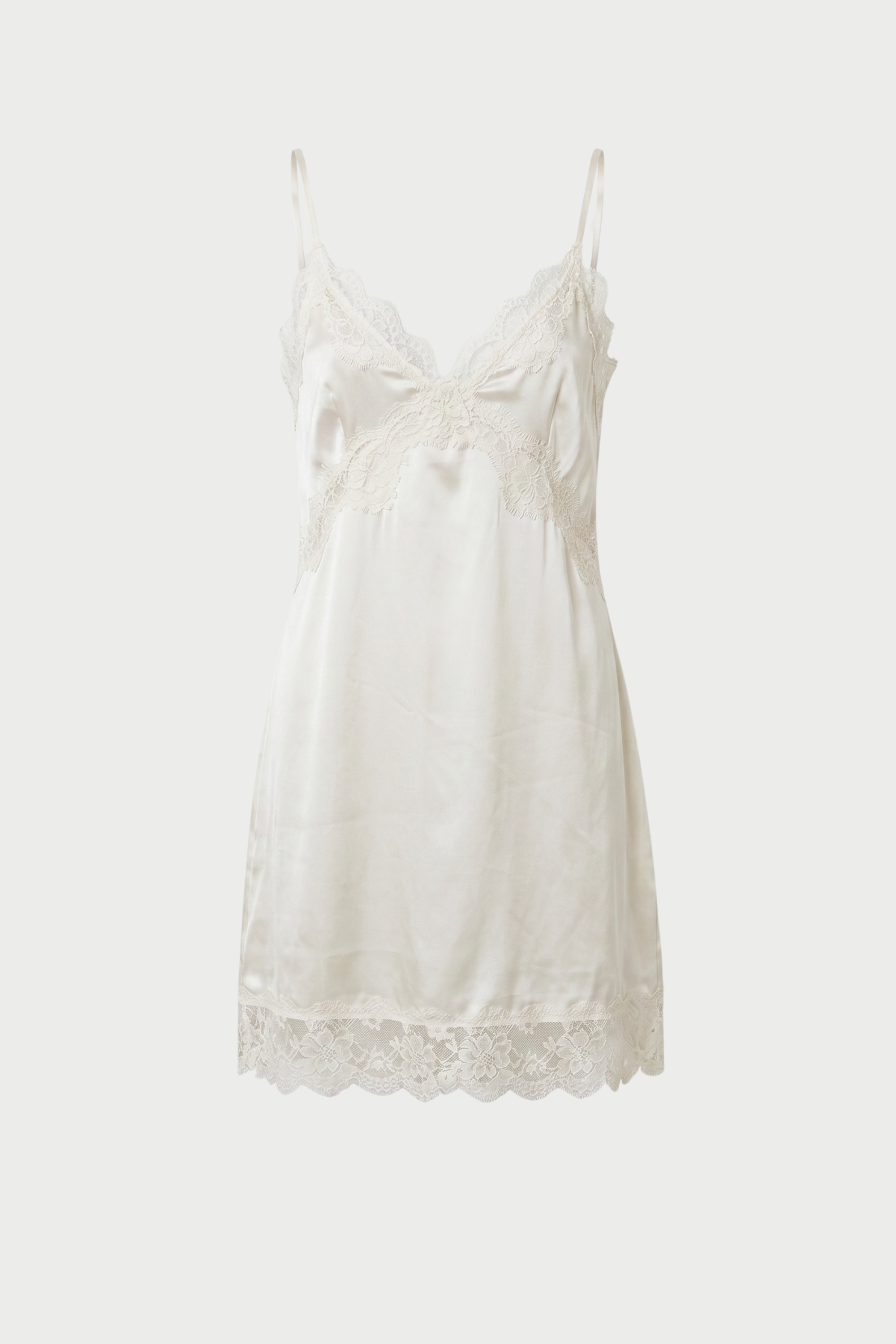 SHORT SATIN SLIP DRESS WITH LACE