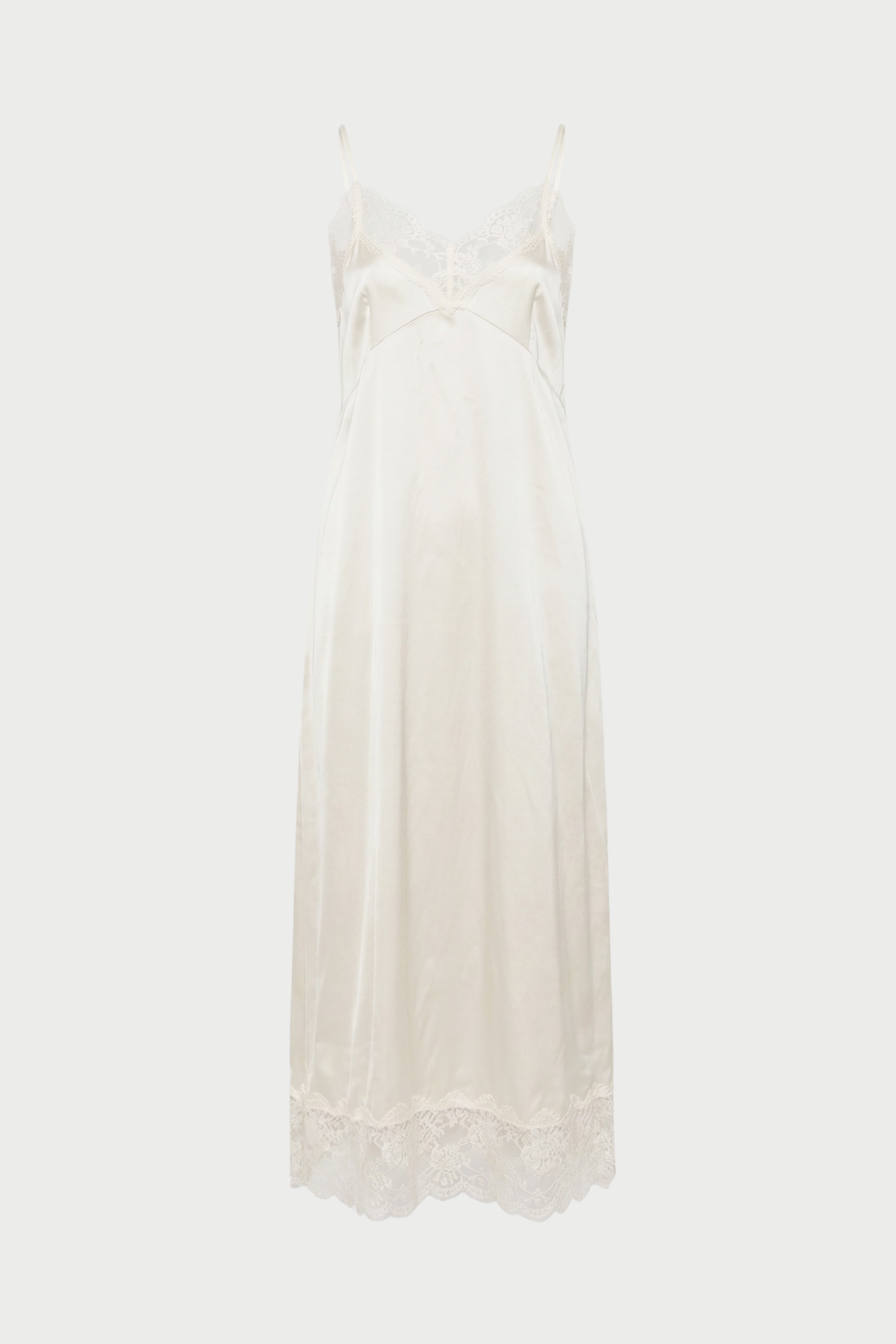 LONG SATIN SLIP DRESS WITH LACE