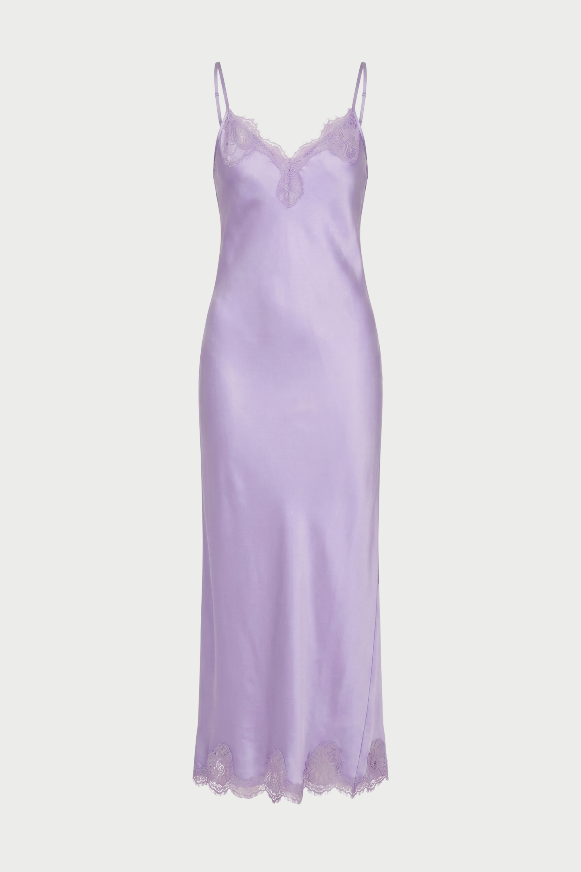 Long slip dress with lace