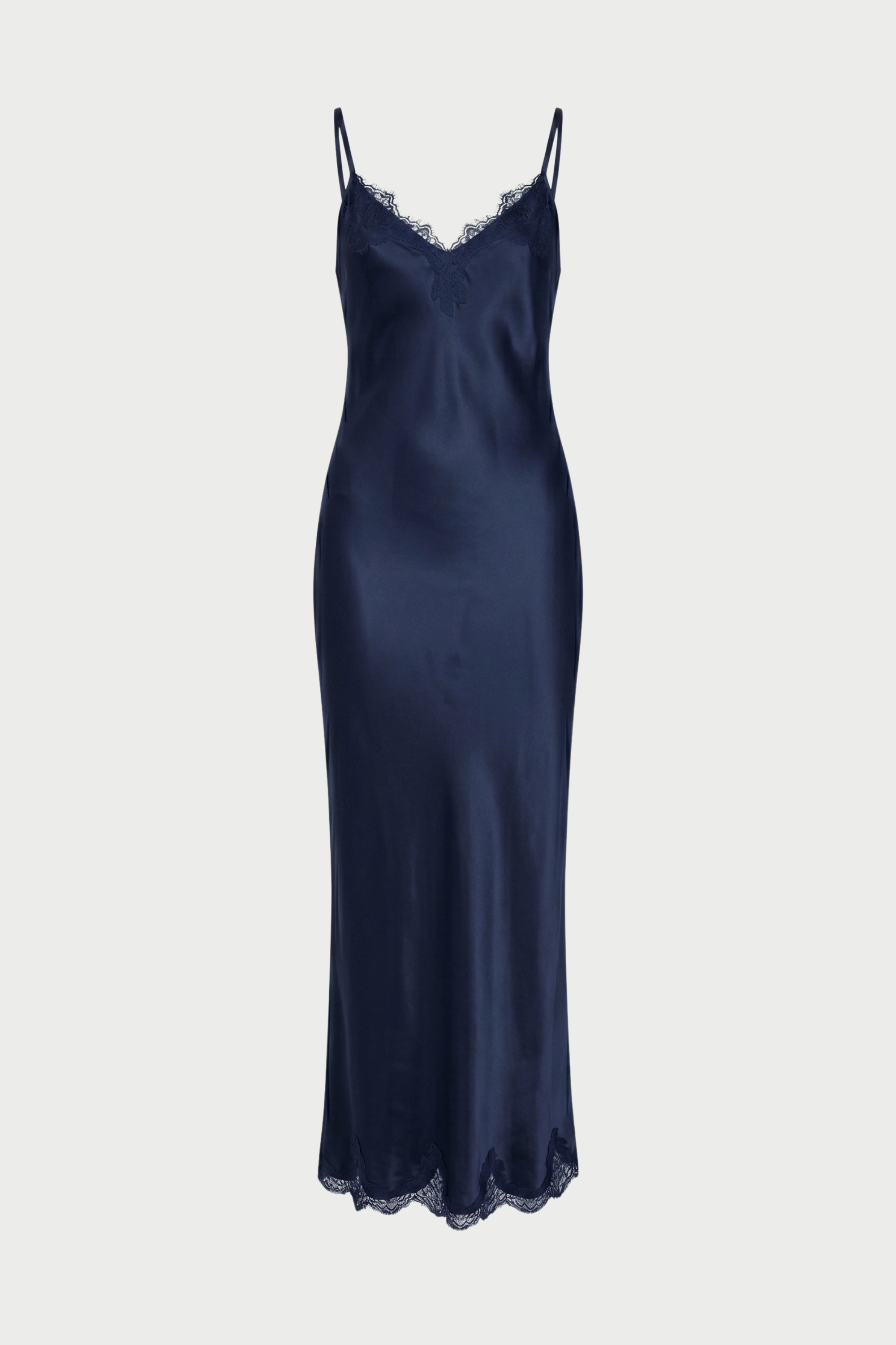 Long slip dress with lace