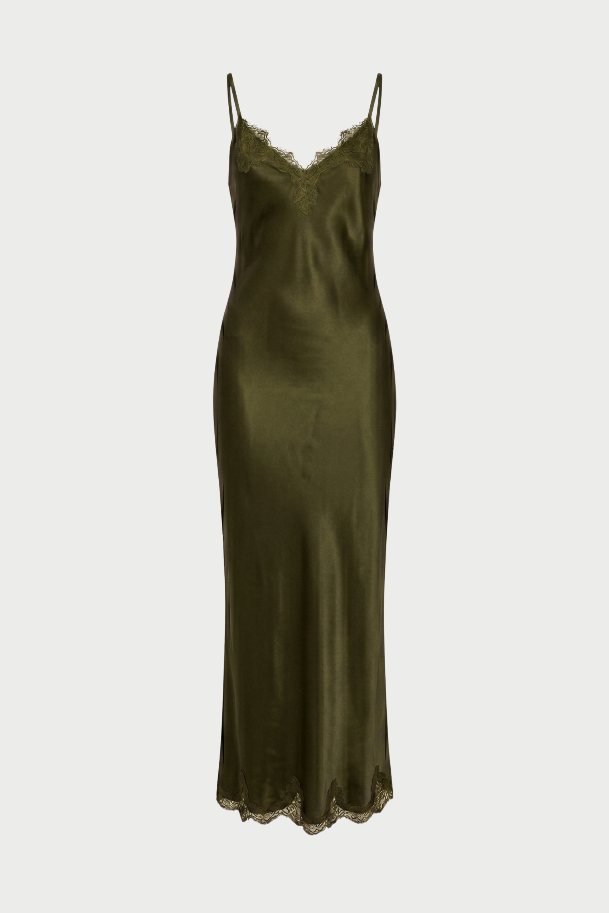 Long slip dress with lace