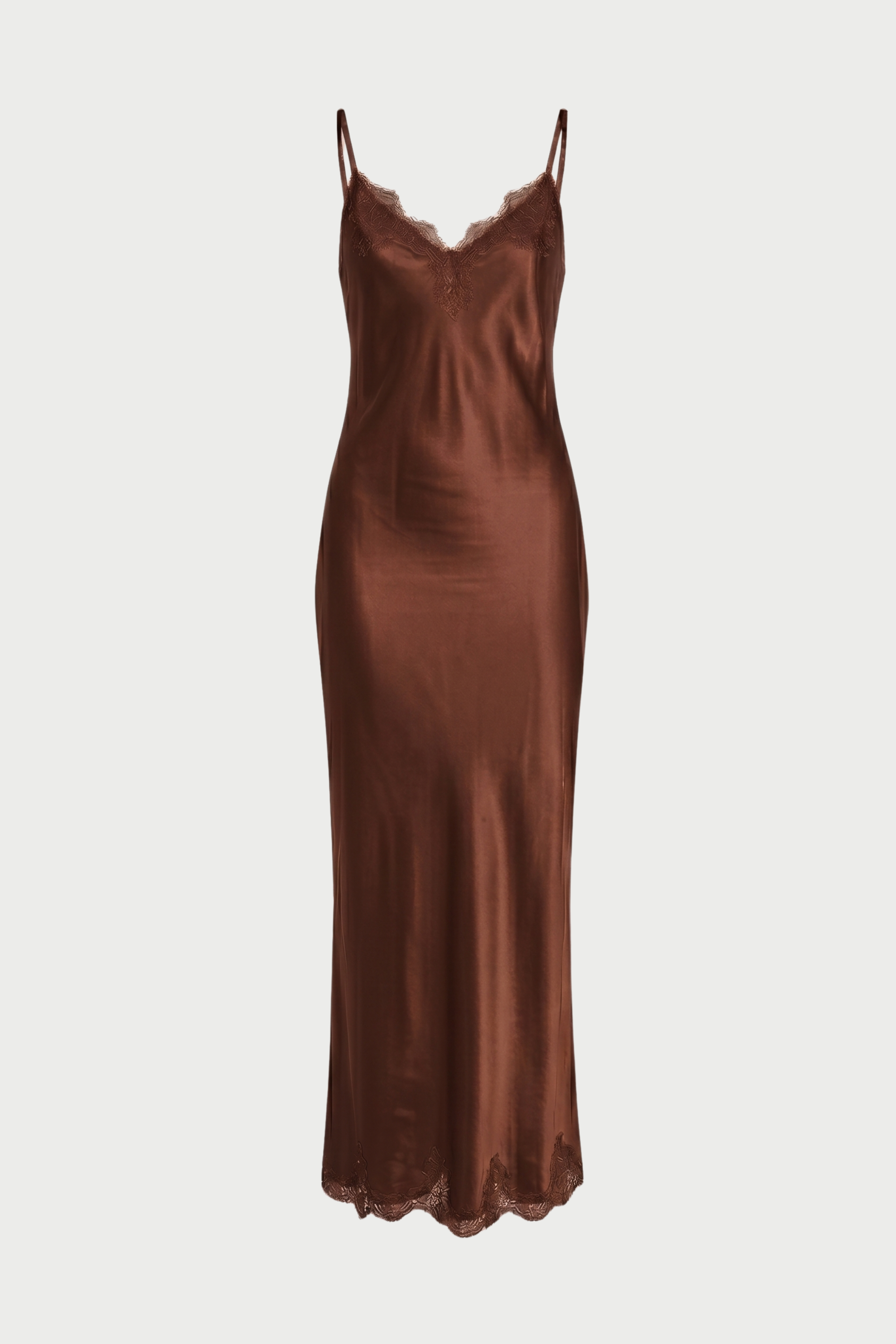 Long slip dress with lace