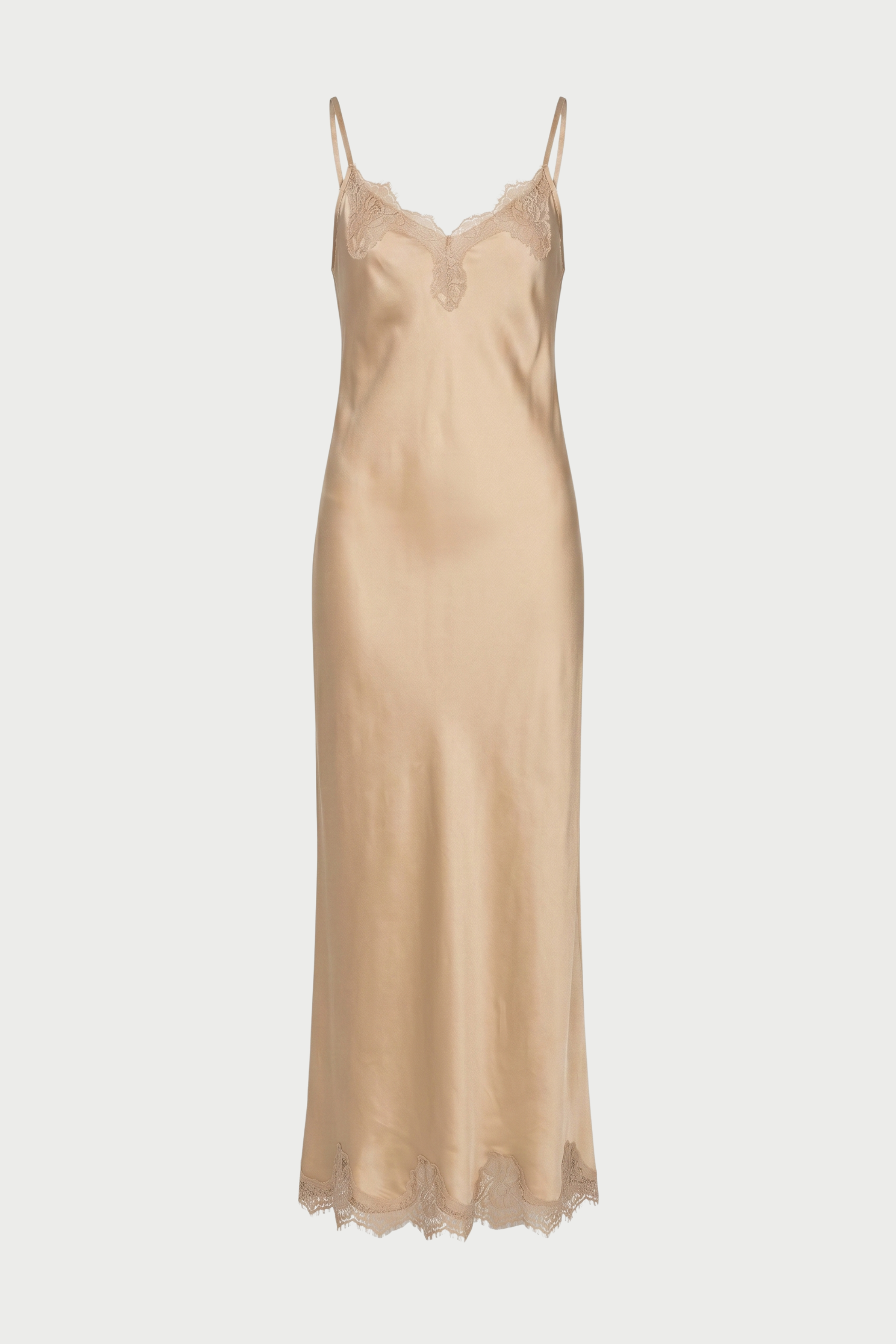 Long slip dress with lace