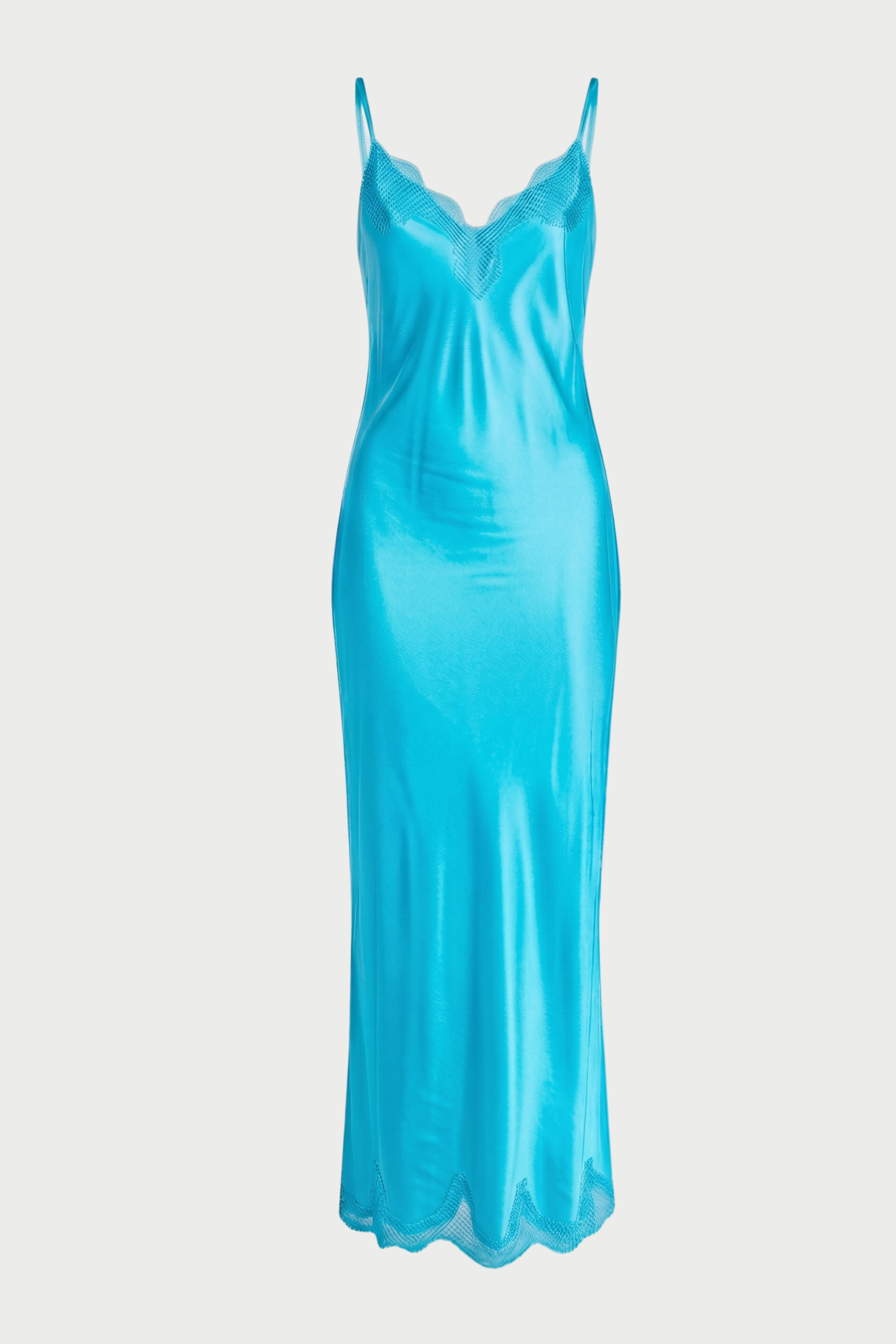 Long slip dress with lace