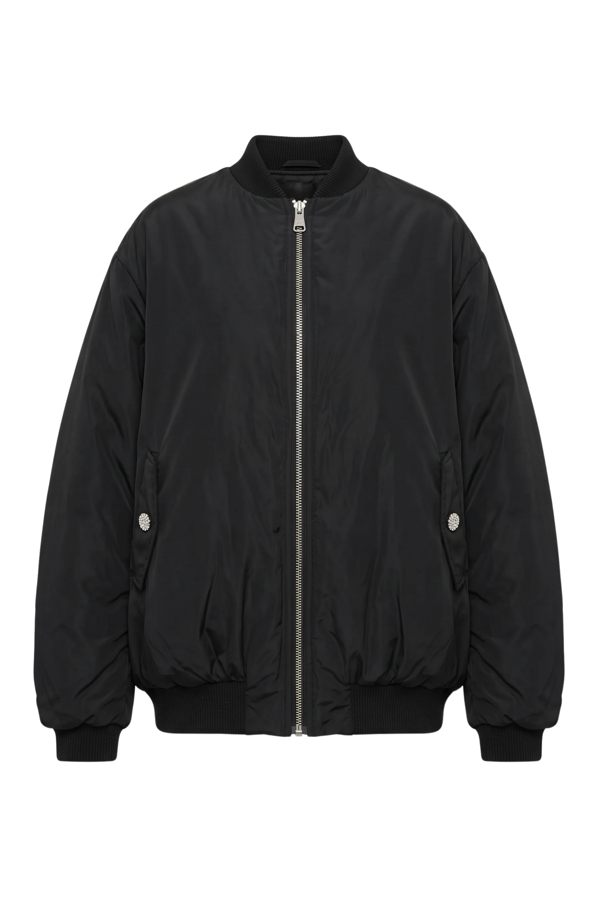 OVERSIZED TAFFETA BOMBER JACKET WITH JEWEL BUTTONS
