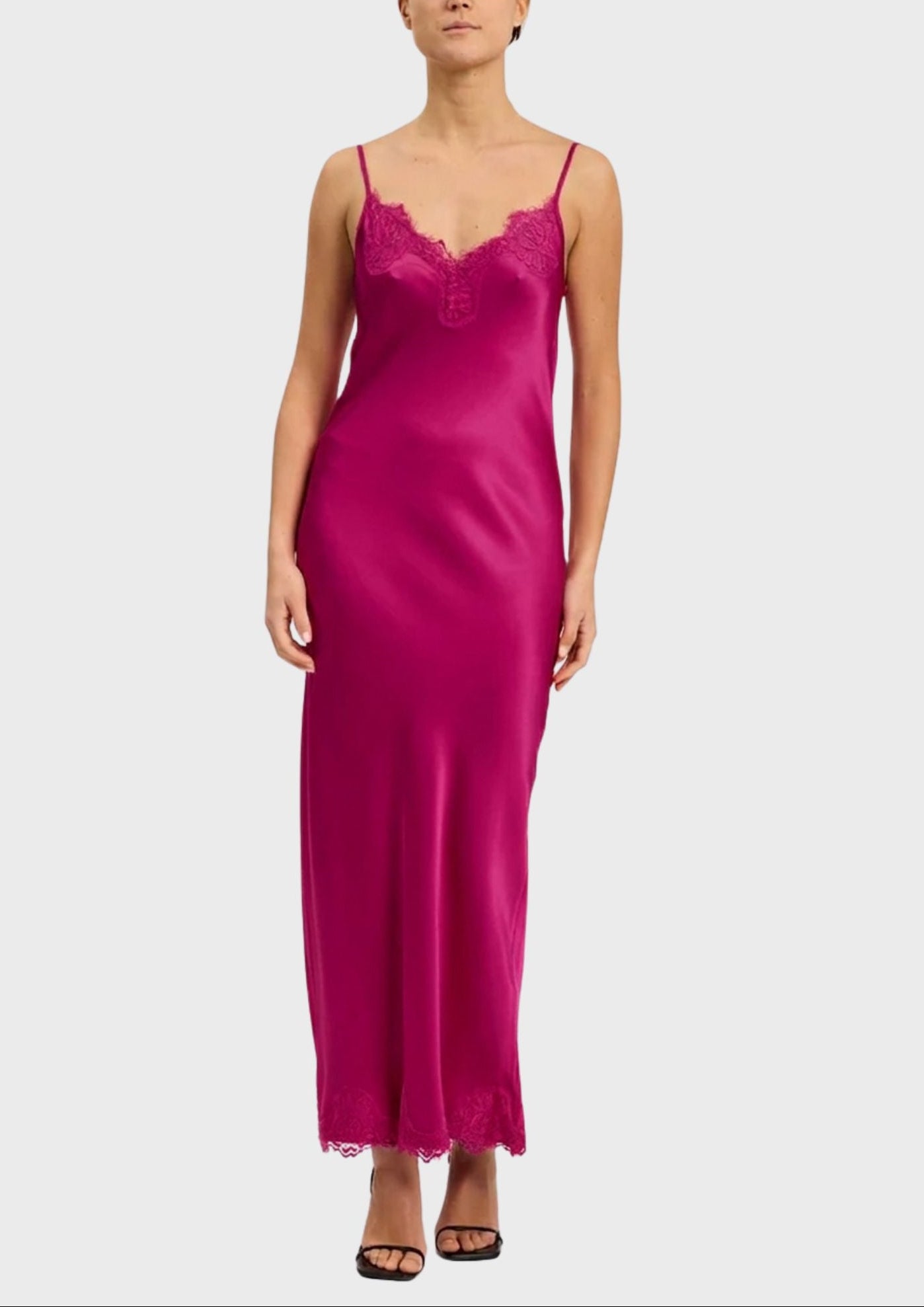 Long slip dress with lace