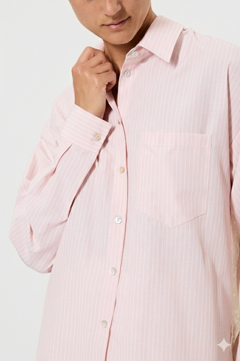 STRIPED SHIRT WITH LACE BACK