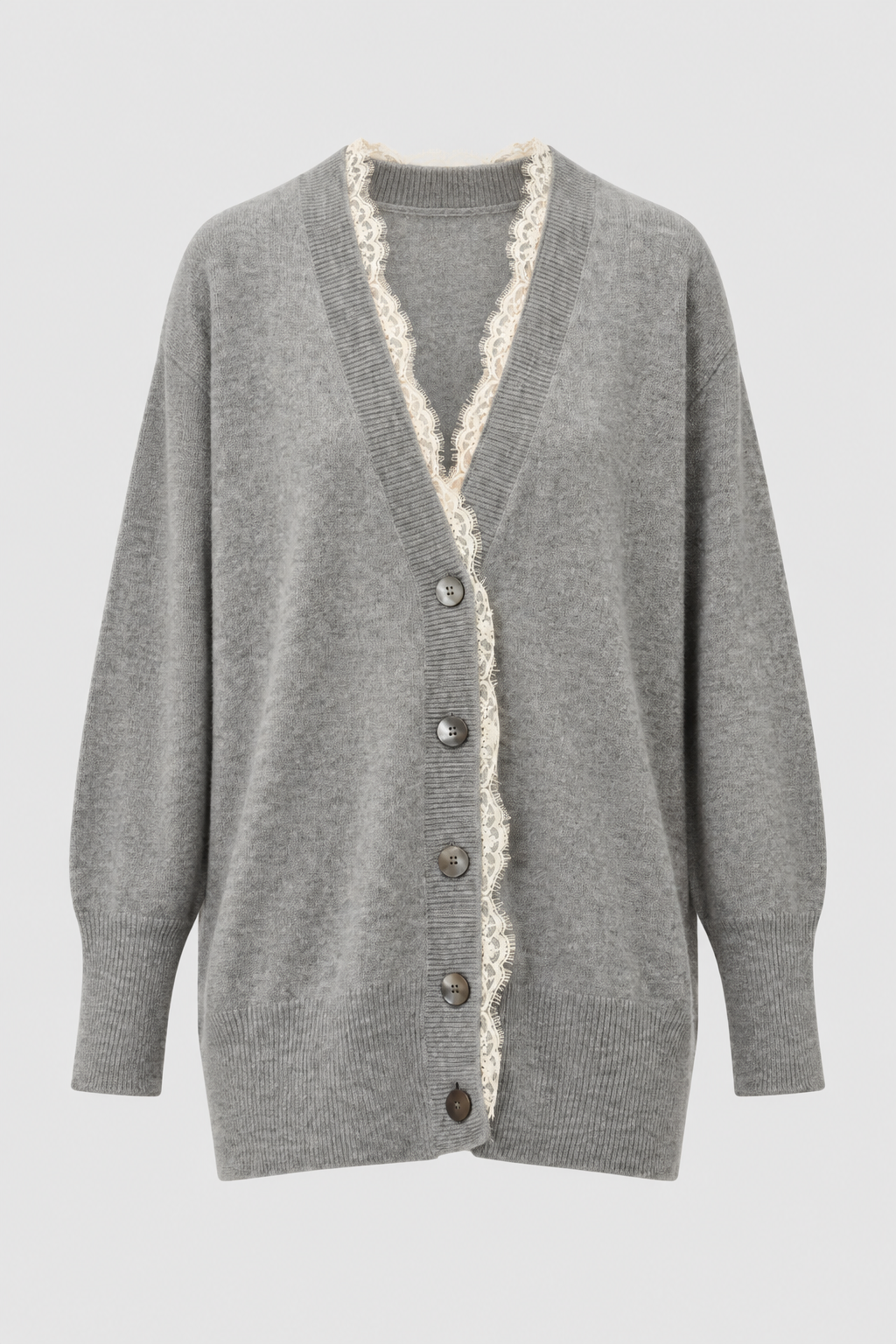 CARDIGAN IN CASHMERE CON DETTAGLI IN PIZZO
