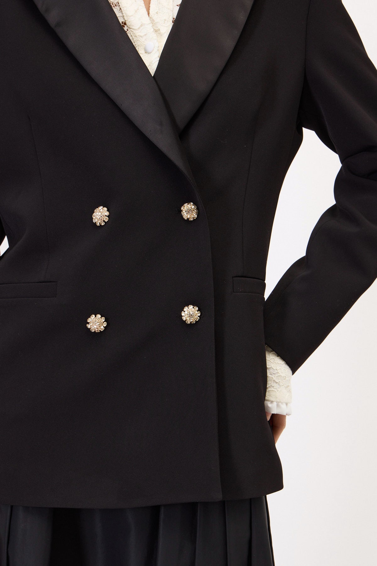 GIACCA BLAZER DOPPIOPETTO CON BOTTONI GIOIELLO (PRE-ORDER)